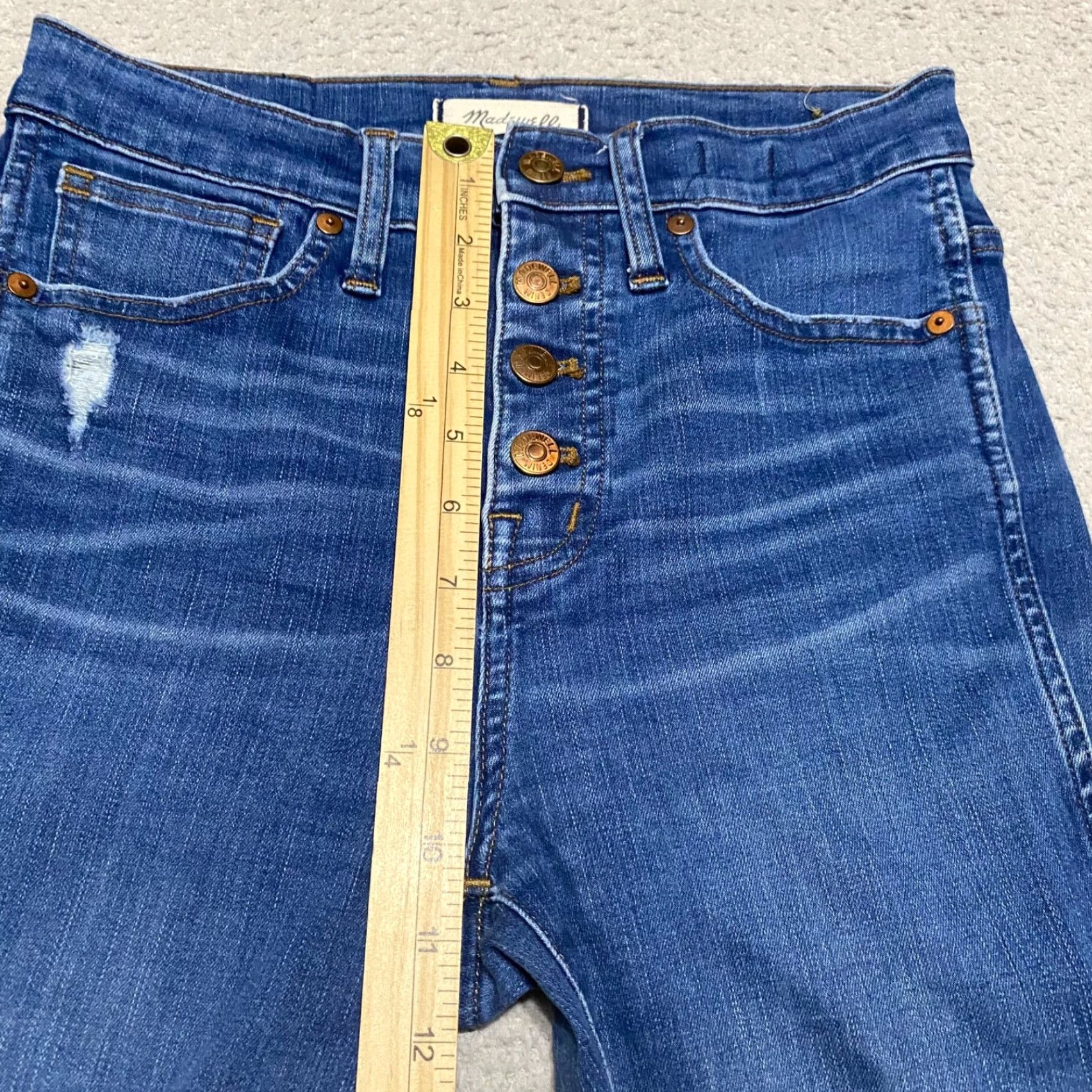 Madewell Madewell Jeans Womens 26 Blue Denim High Rise Medium Wash Skinny Distressed Size 26" / US 2 / IT 38 - 7 Thumbnail