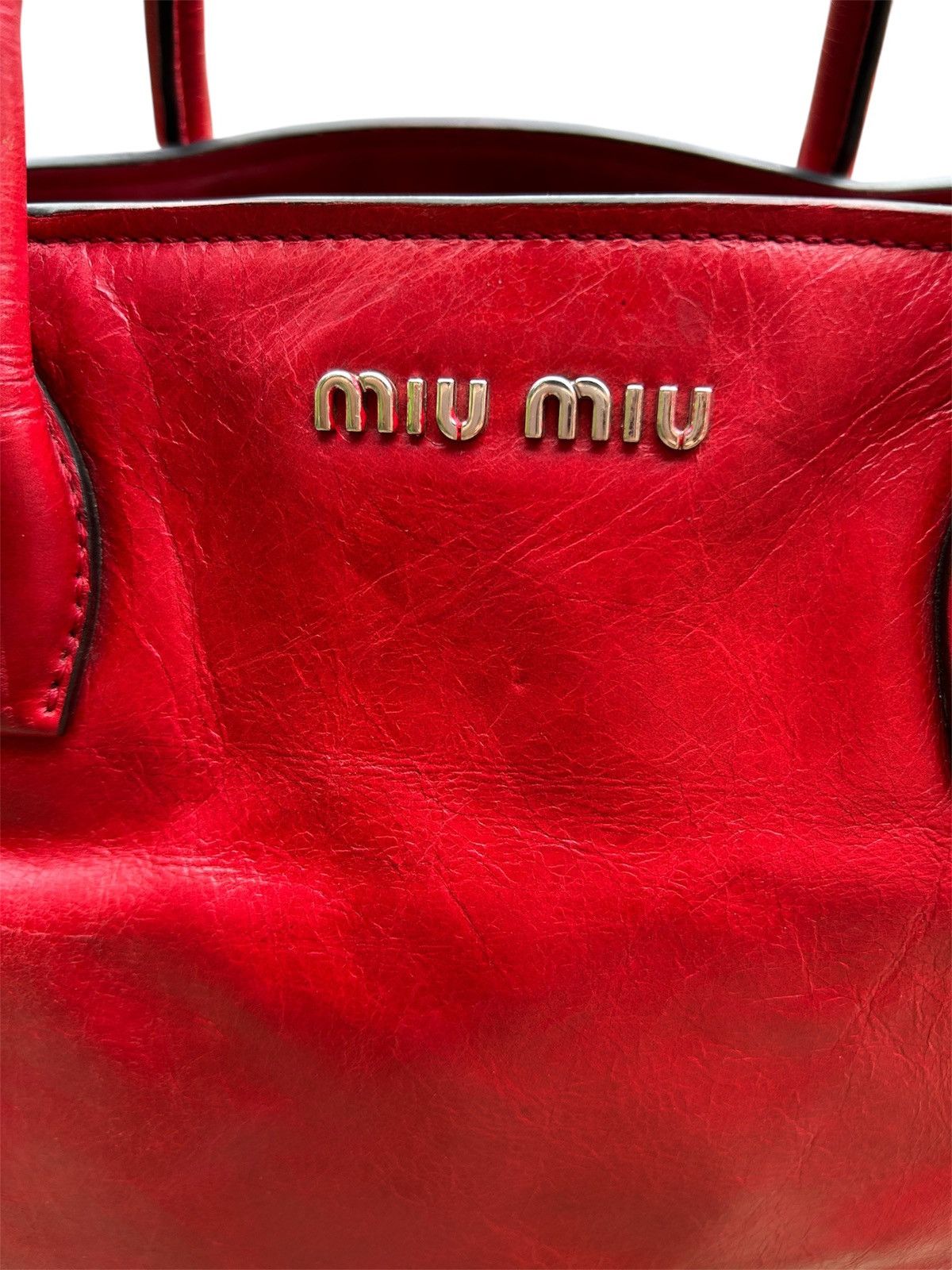 Miu Miu Miu Miu Leather Handbag Red Size ONE SIZE - 5 Thumbnail