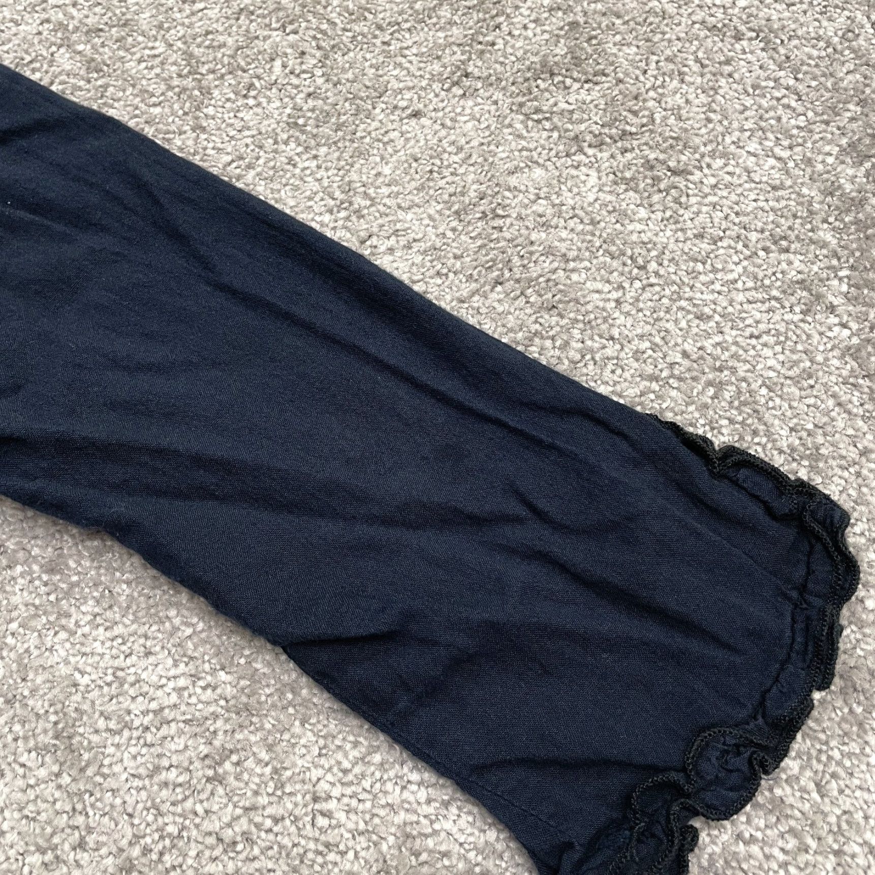 Vintage Granite Button-Down Blouse Womens S Navy Blue Long Sleeve Collared 100% Cotton Ruffle Top Size S / US 4 / IT 40 - 4 Thumbnail