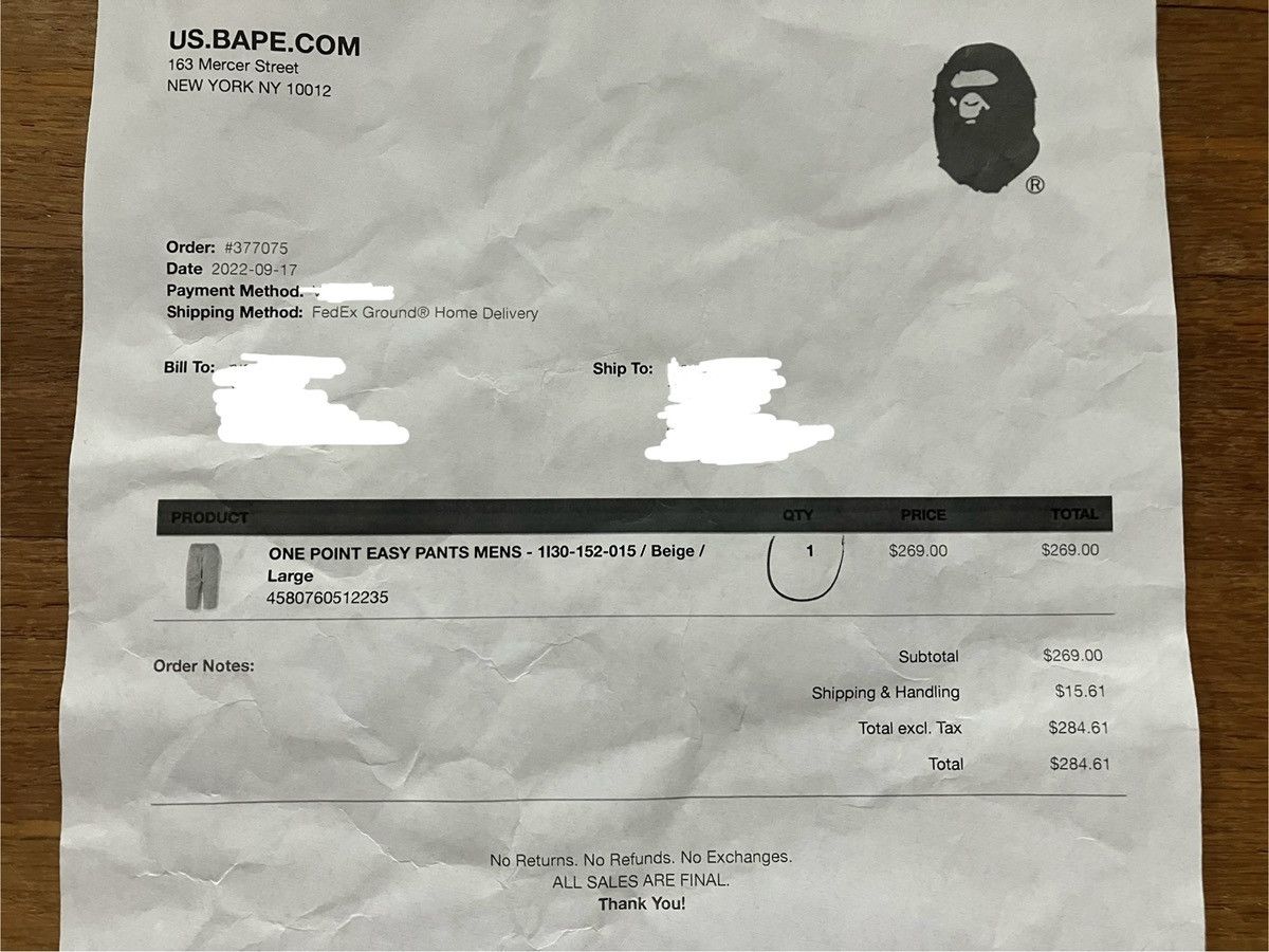 Bape One Point Easy Pants Size US 35 - 13 Thumbnail