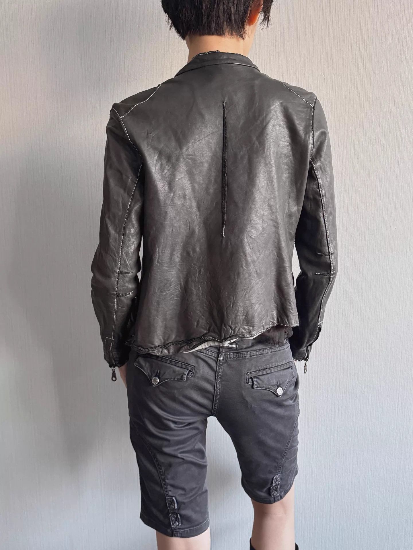 Vintage Jpn Brand Vintage Gunmetal Gray Sheepskin Leather Jkt XXS Size XXS / US 00 / IT 34 - 3 Thumbnail