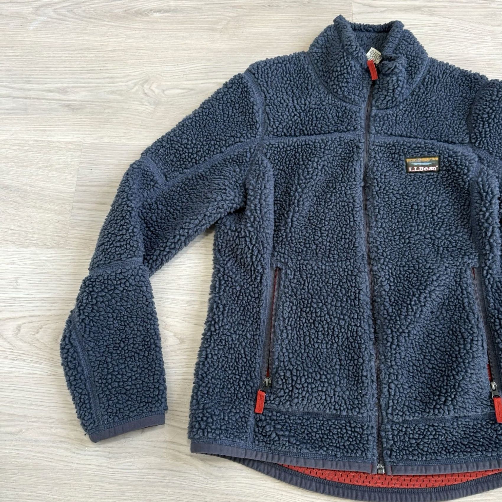 Vintage LL Bean Womens Mountain Deep Pile Fleece Sherpa Jacket Gray Orange Sm Jacket Size S / US 4 / IT 40 - 2 Thumbnail