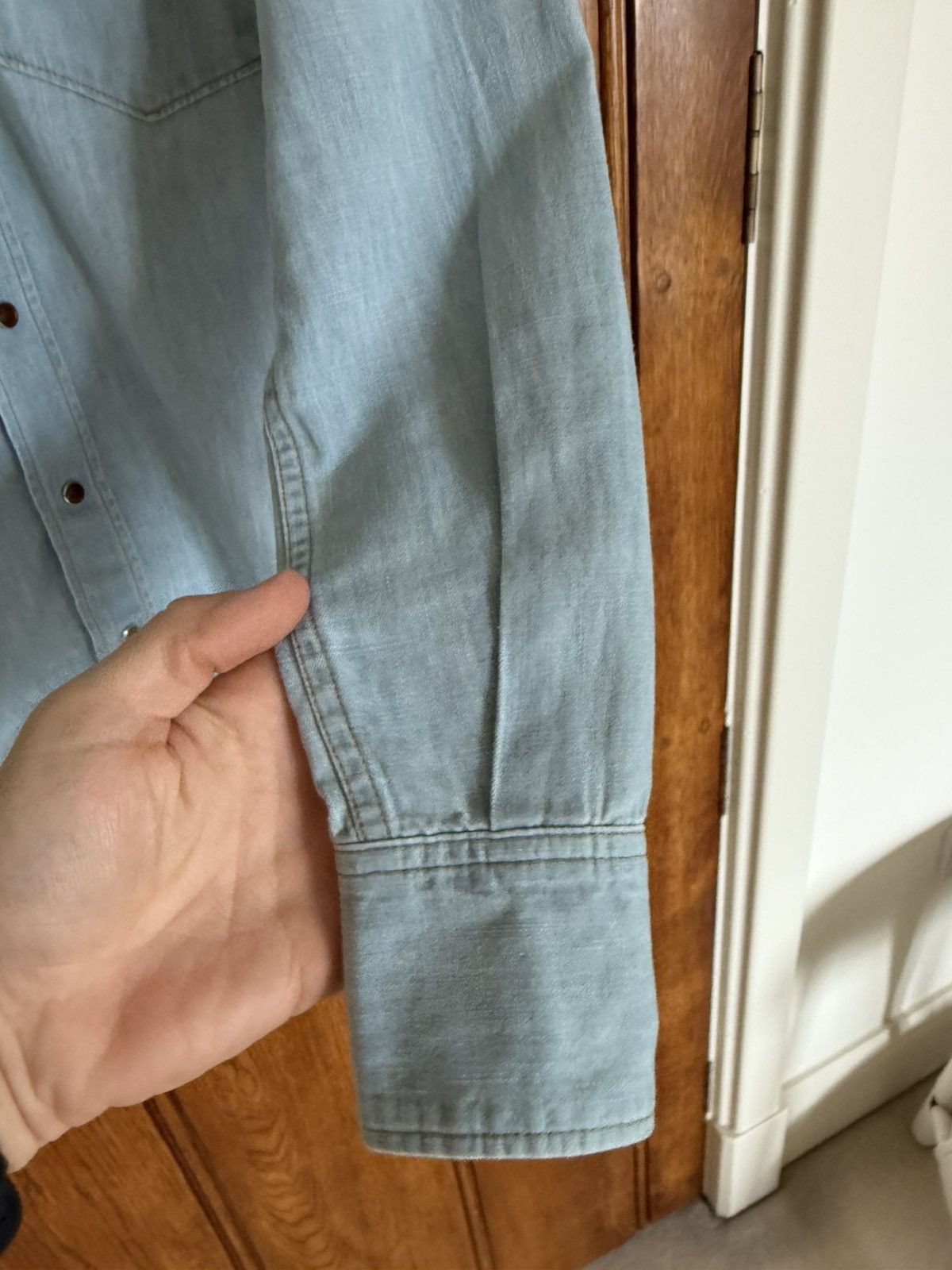 Saint Laurent Paris SS16 Saint Laurent ruffle collar blue denim shirt Hedi surf Size US S / EU 44-46 / 1 - 11 Thumbnail