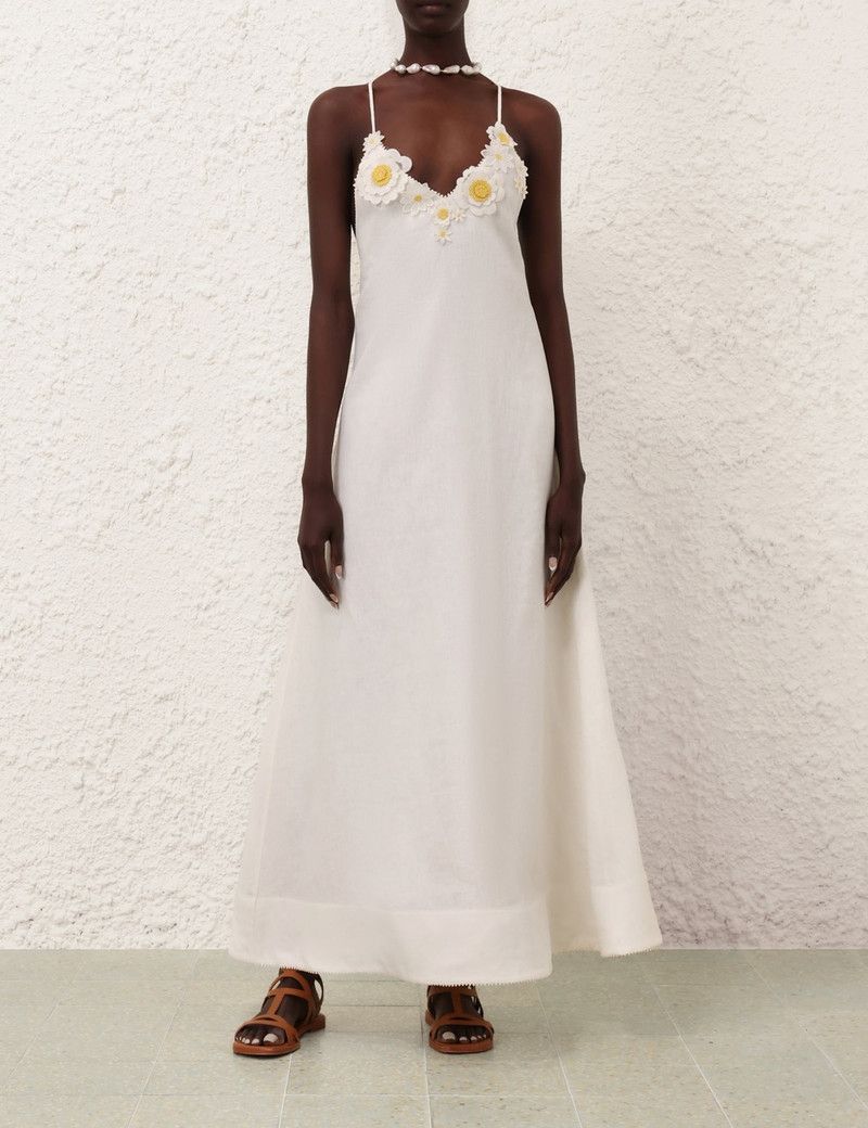 Zimmermann oc11z0126 Everley Flower Maxi Dress in Ivory Size L / US 10 / IT 46 - 2 Thumbnail