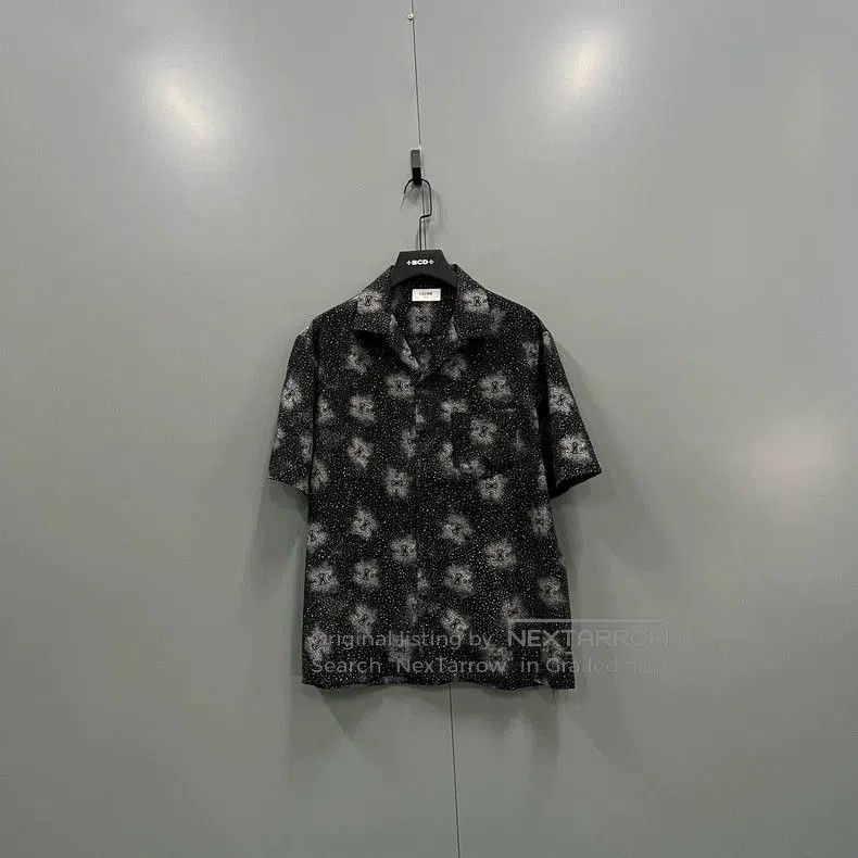 Celine Celine Black Logo Print Short Sleeve Shirt. Size US M / EU 48-50 / 2 - 1 Thumbnail