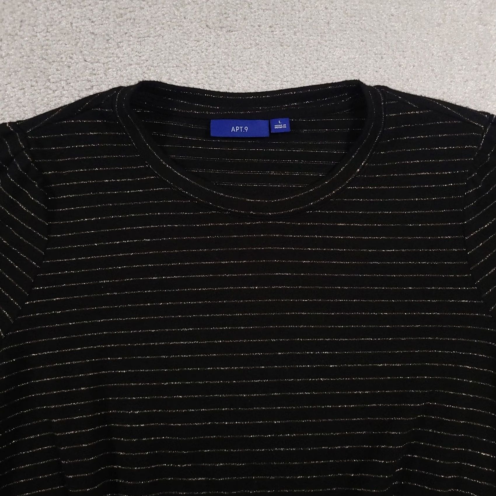 Apt. 9 Apt 9 Long Sleeve Black & Gold Stripes Banded Knit Shirt Womens Large Size L / US 10 / IT 46 - 3 Thumbnail