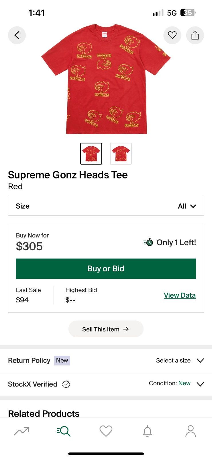 Designer Supreme Gonz Tee Size US L / EU 52-54 / 3 - 5 Thumbnail