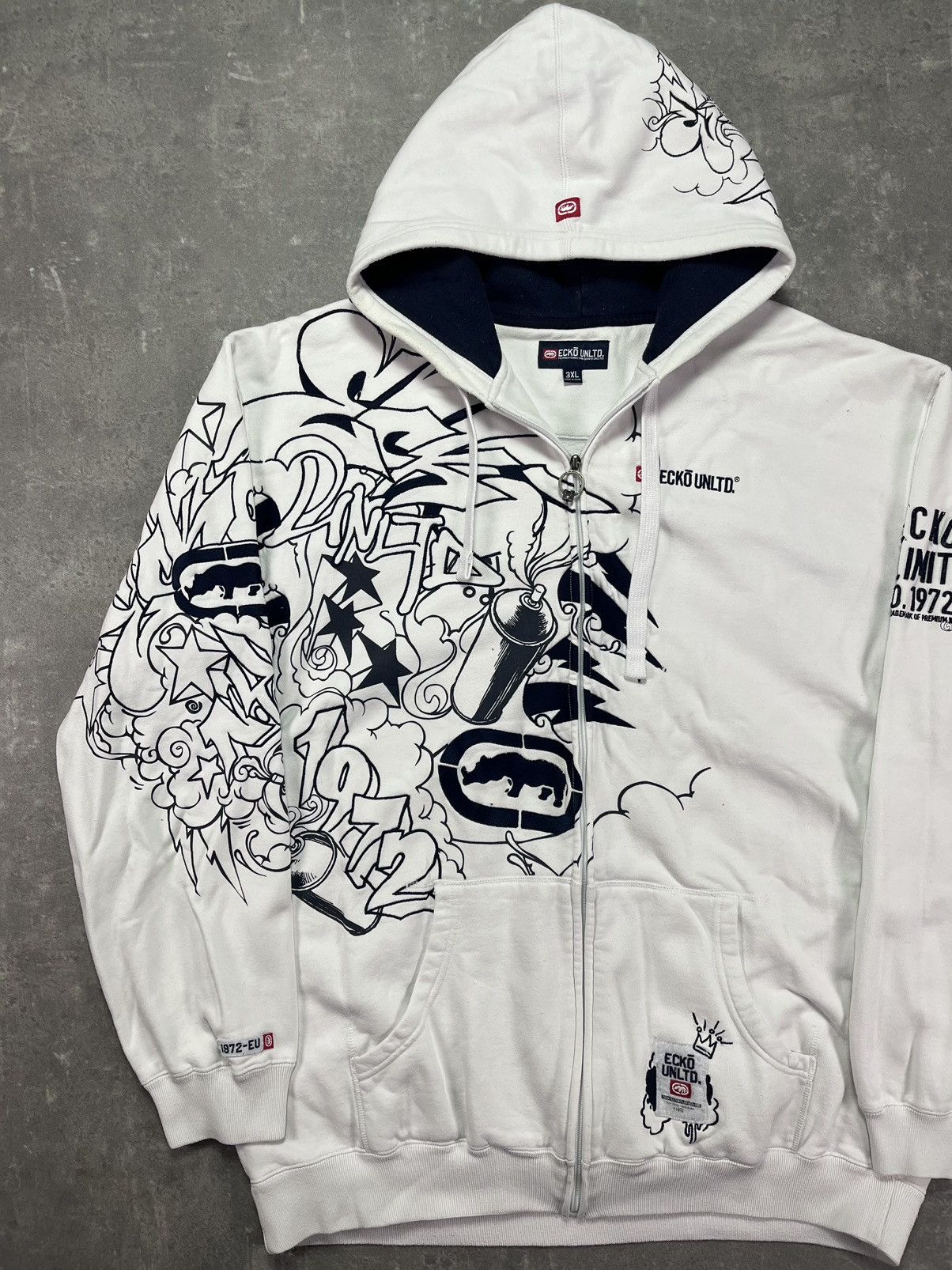 Ecko Unltd. Ecko Unltd. Mega Baggy Printed Zip Hoodie 3XL Rare Size US XXL / EU 58 / 5 - 3 Thumbnail