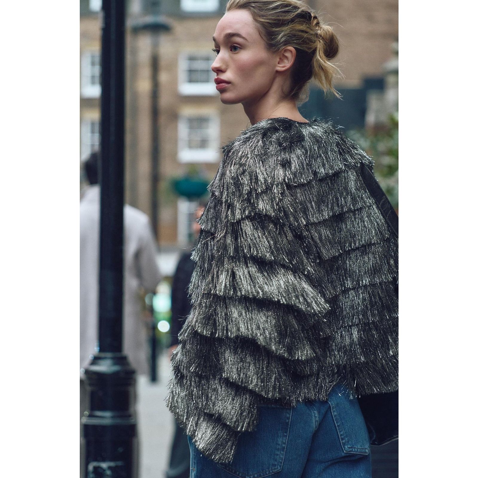 Zara ZARA Fringed Metallic Thread Jacket NWT Silver Size S Size S / US 4 / IT 40 - 15 Thumbnail