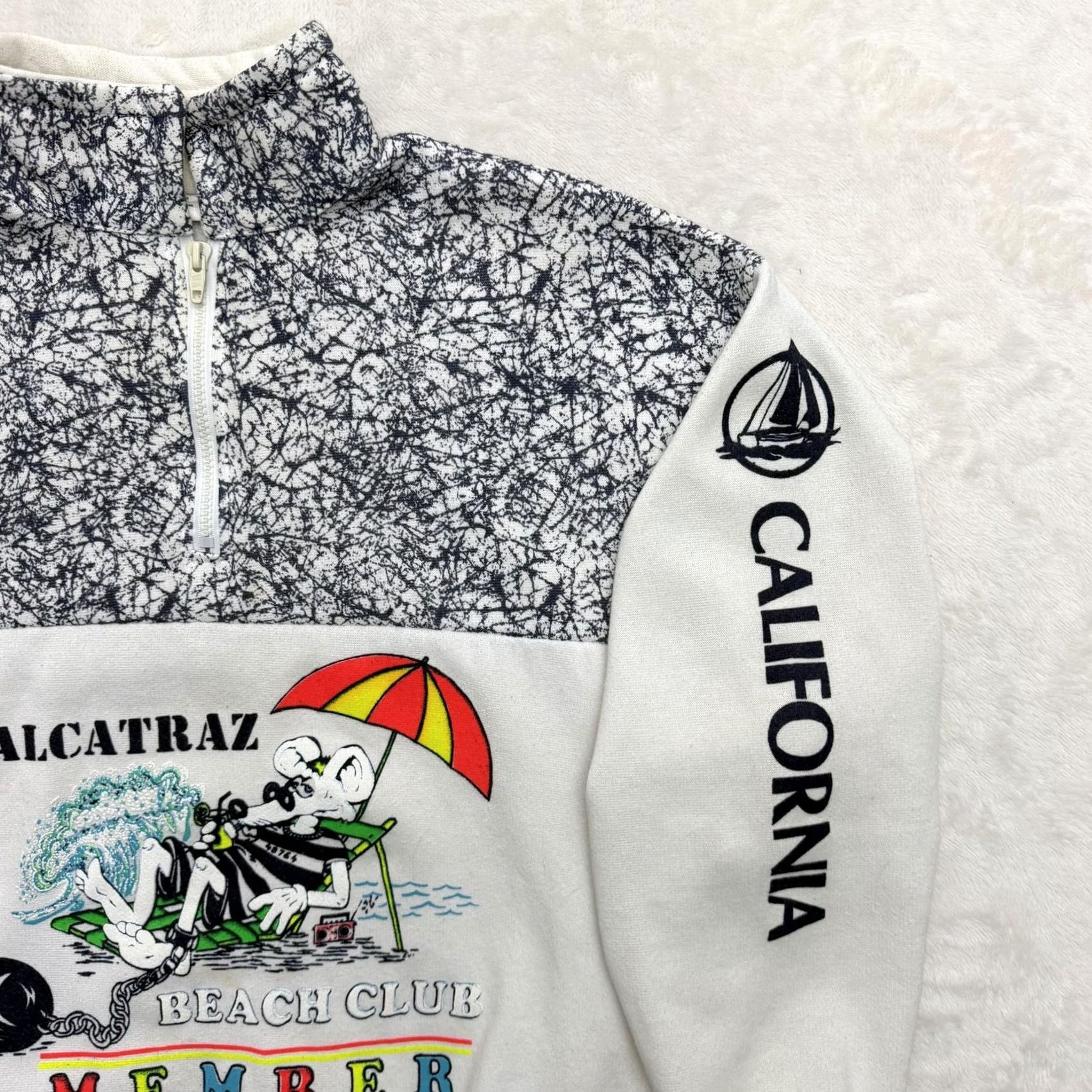 Vintage VINTAGE Jacoe Alcatraz Beach Club Sweatshirt 1/4 Zip Mens Large White Size US L / EU 52-54 / 3 - 3 Thumbnail