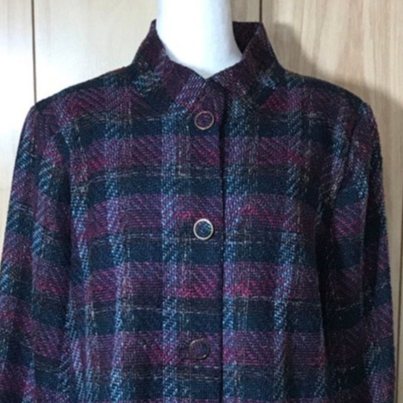 Other TanJay Vintage 90s Retro Plaid Tweed Blazer Pea Coat 18 Size XXL / US 16-18 / IT 52-54 - 5 Thumbnail