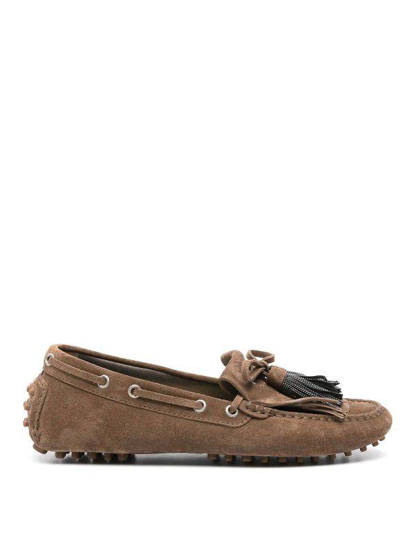 Brunello Cucinelli o1B3y1r0426 Suede Loafers in Brown Size US 7 / IT 37 - 1 Thumbnail