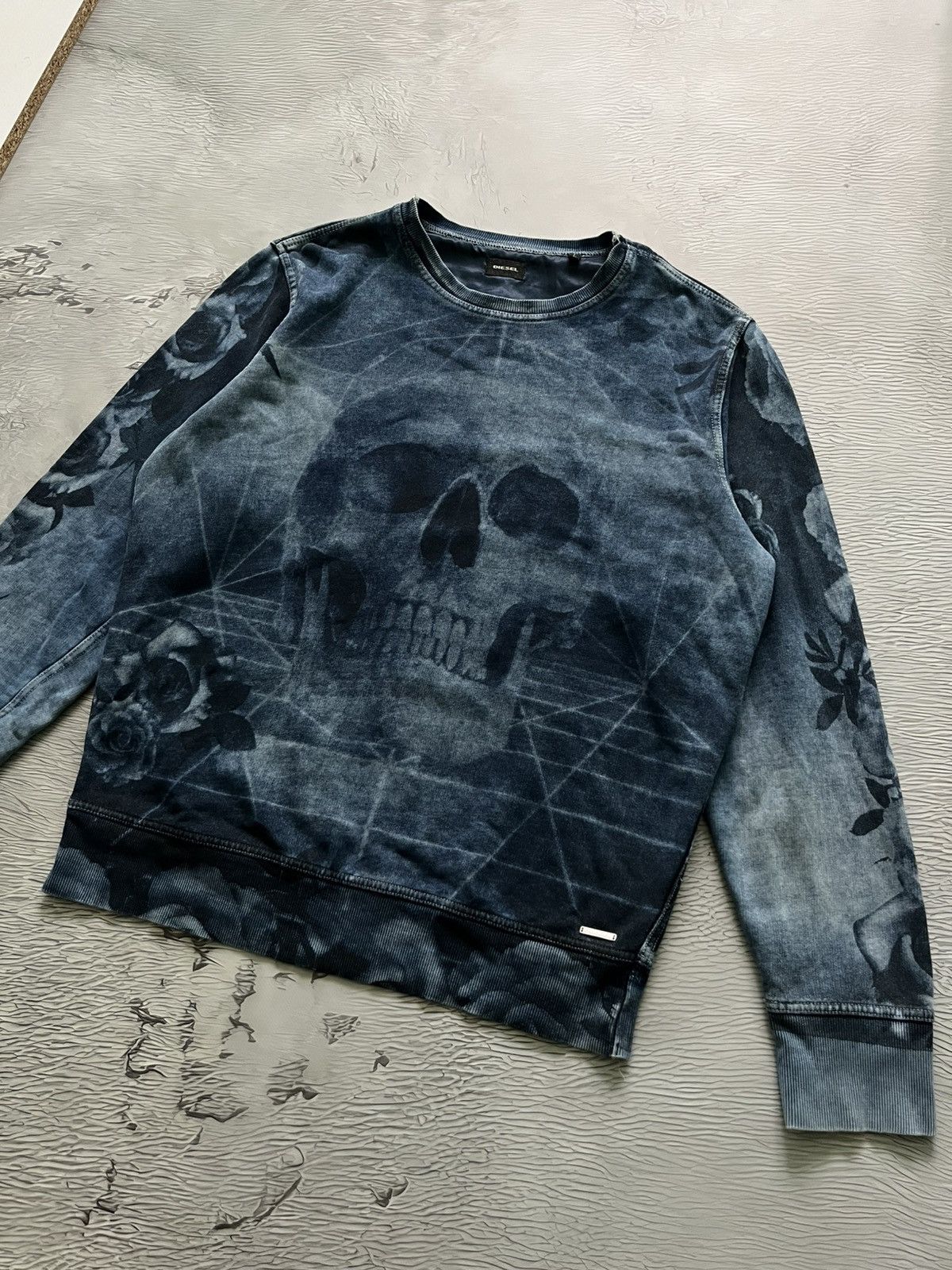 Diesel 💀 Diesel Skull Vintage Printed Sweatshirt Avant Grade Blue Size US S / EU 44-46 / 1 - 1 Thumbnail
