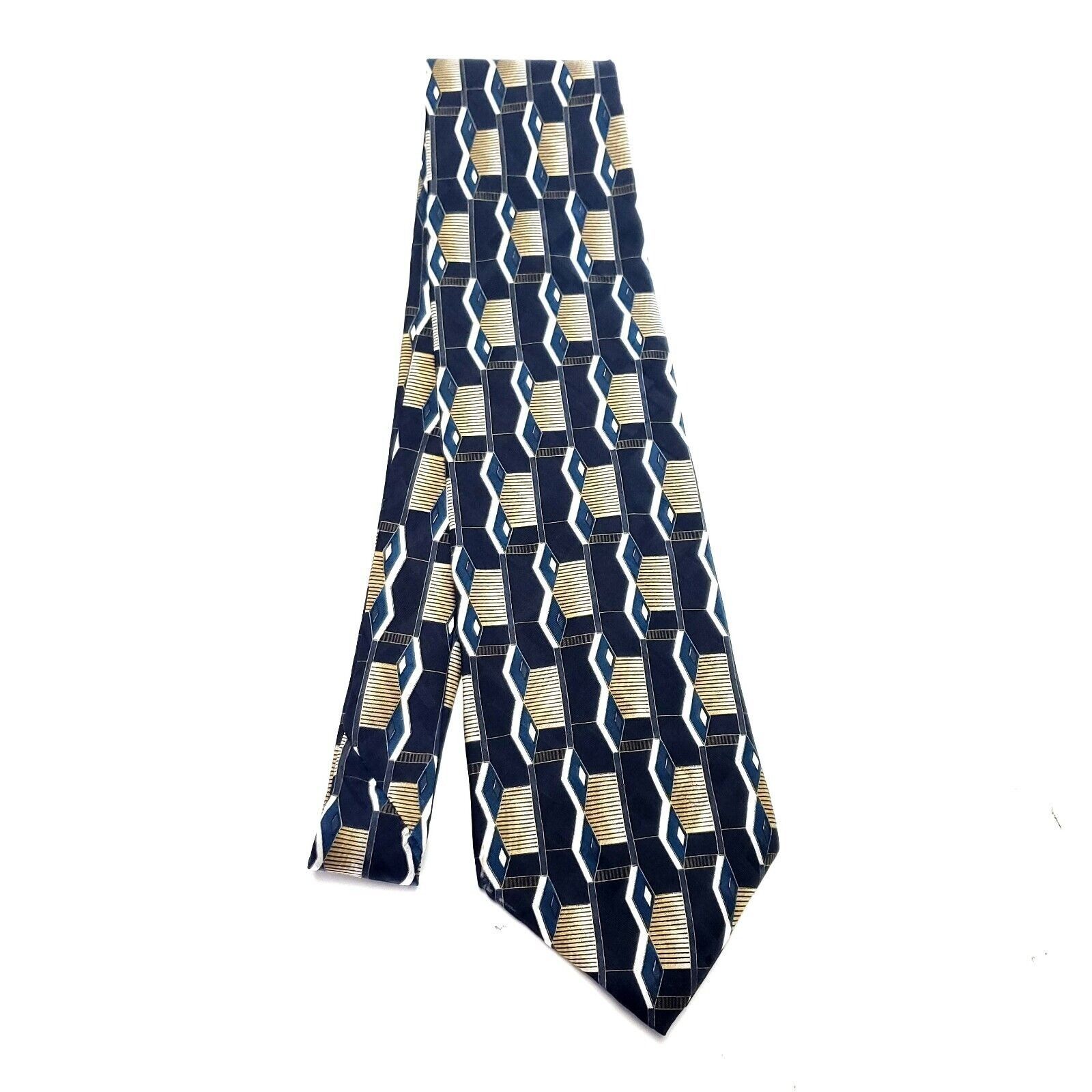 Vintage Como Collezione Black Silk Tie Woven Wide Geometric Size ONE SIZE - 6 Thumbnail
