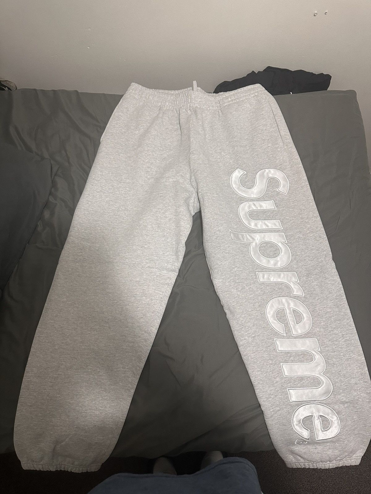 image of Supreme Satin Sweatpants in Grey, Men's (Size 36)