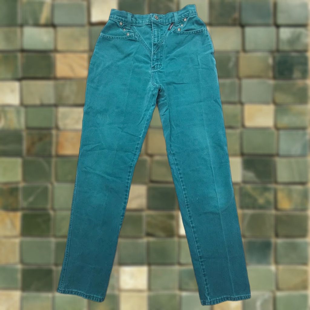 Vintage VINTAGE Ozark Mountain High Rise Jeans Womens 27 x 32 Green Riding Studded 80s 90s Mom Size 27" / US 4 / IT 40 - 1 Thumbnail