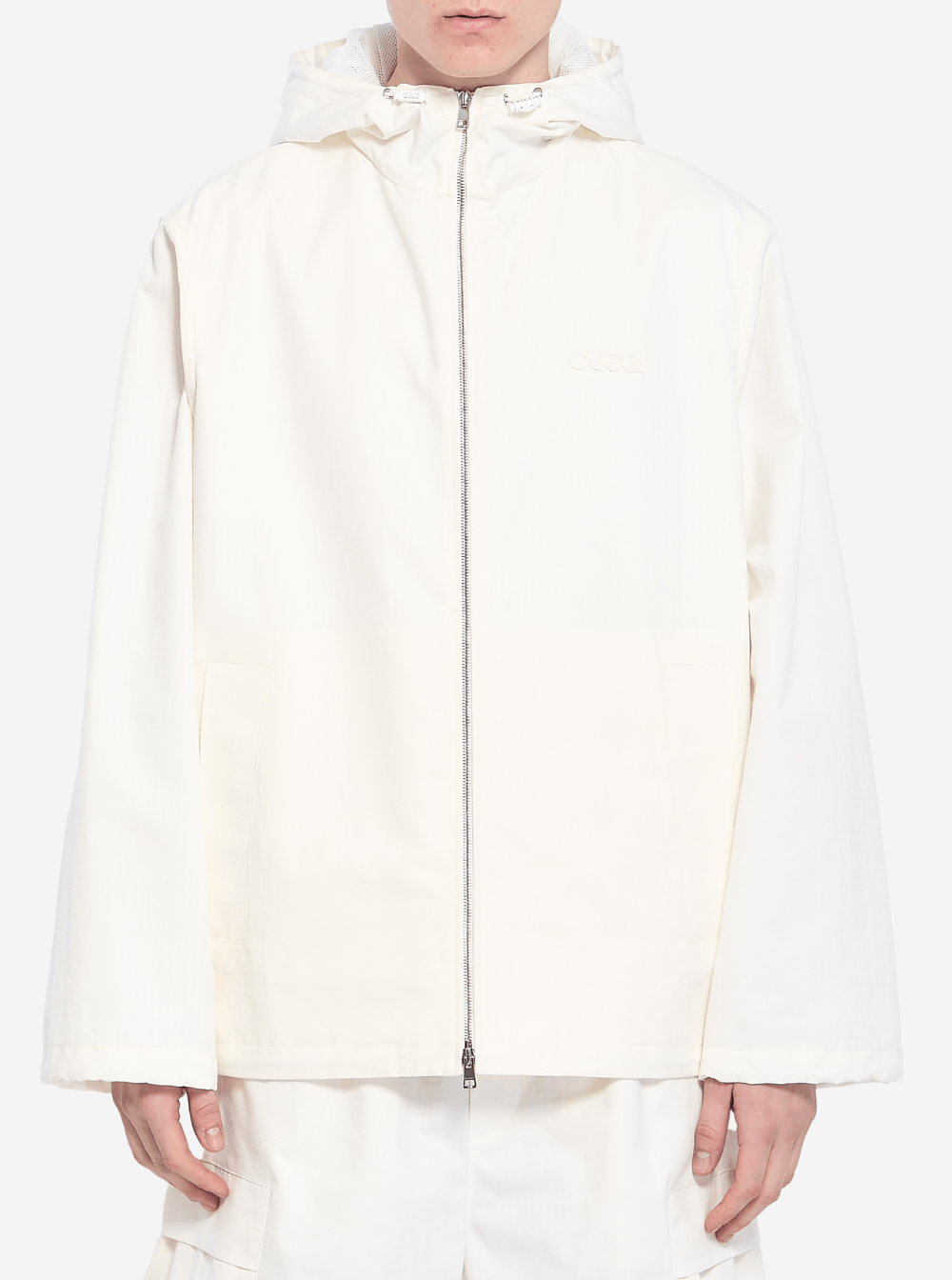 Gucci o1la5ras0426 Logo Zip Jacket in White Size US L / EU 52-54 / 3 - 4 Thumbnail