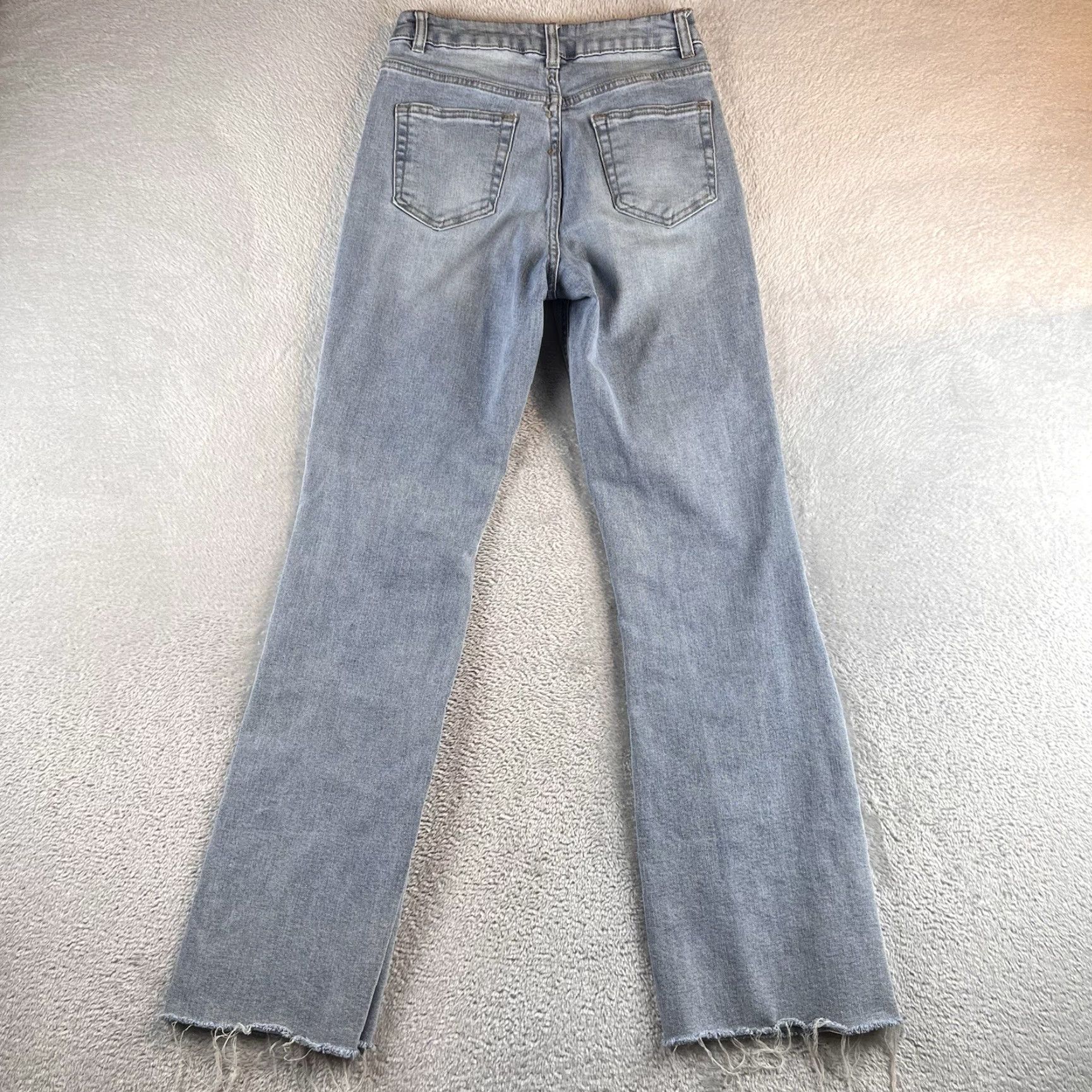 Vintage YORK OAT Jeans Womens 2/26 Blue Wide-Leg High Rise Denim Light Wash 25x29.5 Size 26" / US 2 / IT 38 - 2 Thumbnail