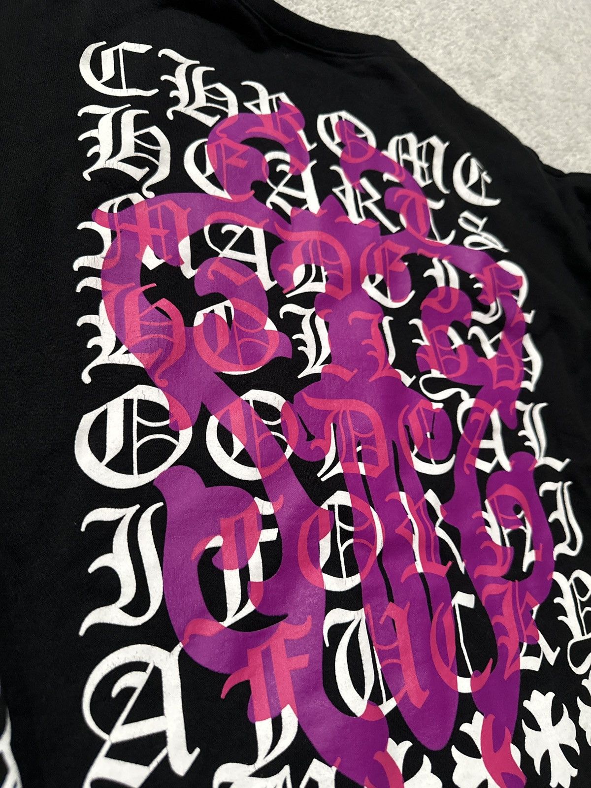 Chrome Hearts Pink Dagger Eye Chart Black Crewneck Sweater
