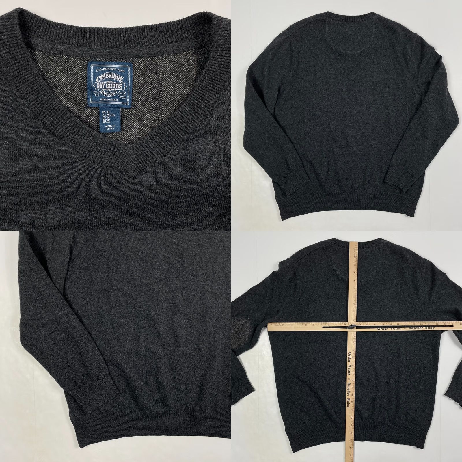 Vintage Cambridge Dry Goods Sweater Men Extra Large Gray Long Sleeve V-Neck Elbow Patch Size US XL / EU 56 / 4 - 8 Thumbnail