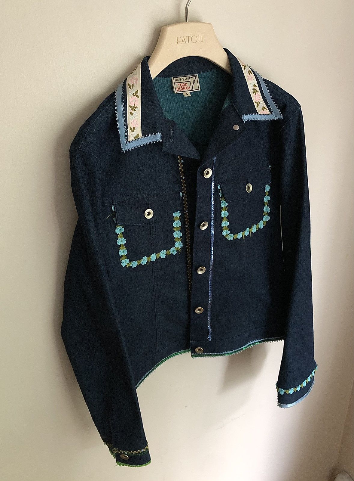 Todd Oldham Todd Oldham Vintage Sequin, Lace, Floral Trim Denim Jacket Size M / US 6-8 / IT 42-44 - 16 Thumbnail