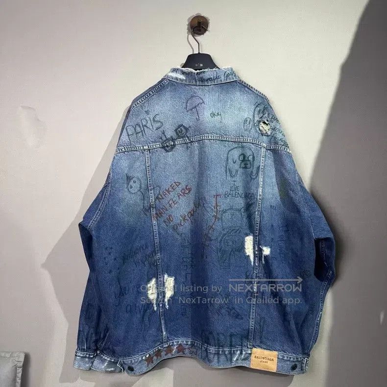 Balenciaga Balenciaga Graffiti Hand-Painted Destroyed Distressed Deni Size US XL / EU 56 / 4 - 2 Thumbnail