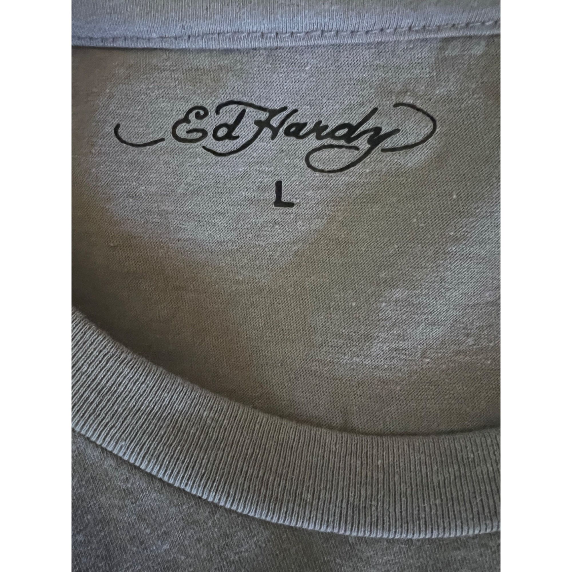 Ed Hardy Ed Hardy Mens Gray Double Graphic T-Shirt Large Stretch Skul Size US L / EU 52-54 / 3 - 7 Thumbnail