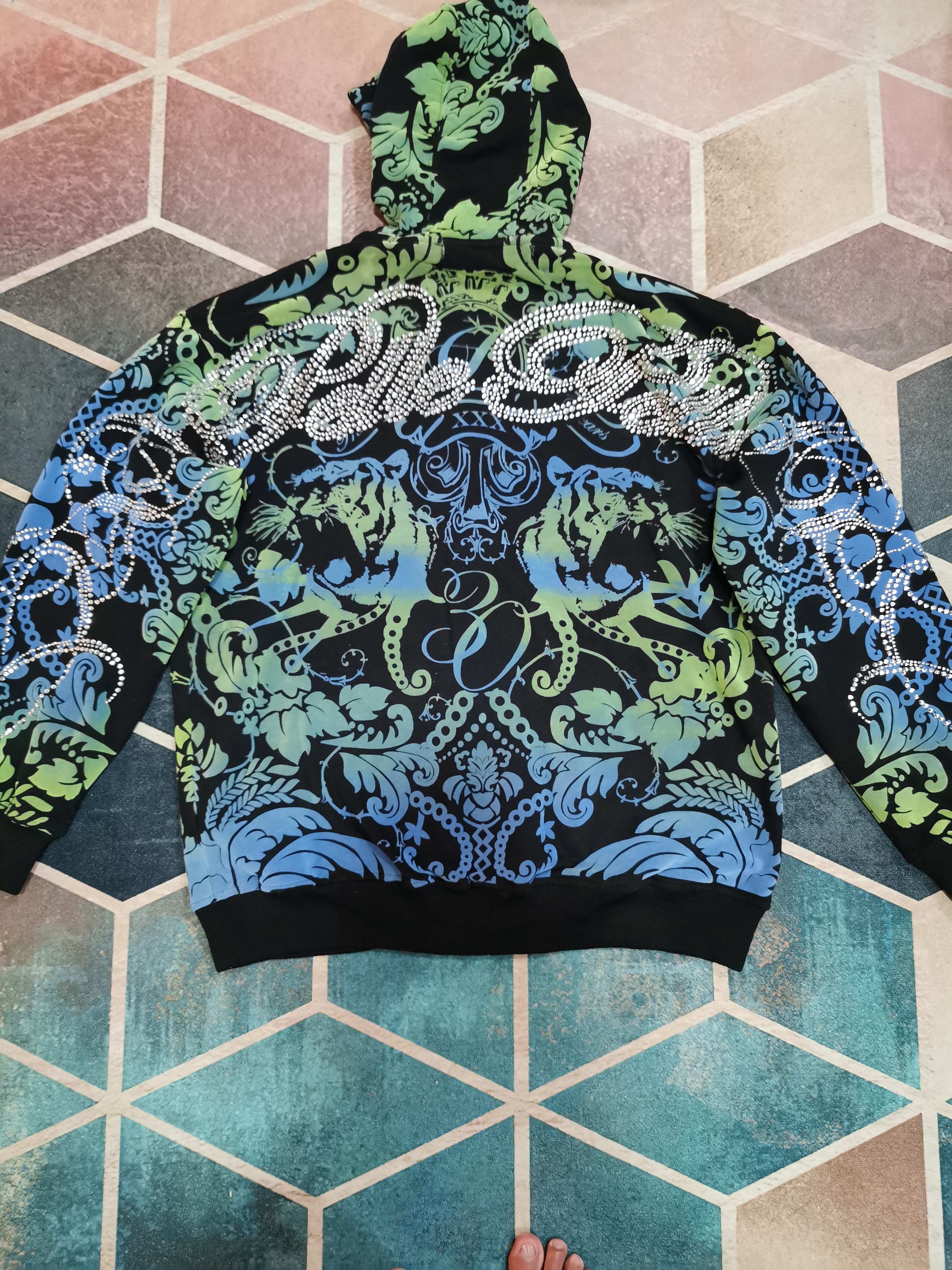 Menace × Pelle Pelle × Streetwear Vintage Pelle Pelle Velvet Rhinestone ...