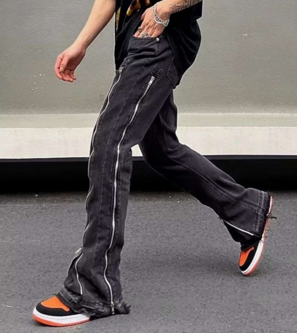 Designer × Japanese Brand × Vintage Vintage Punk Zippers Flare Washed Pants Hippie Rave Size US 31 - 4 Thumbnail