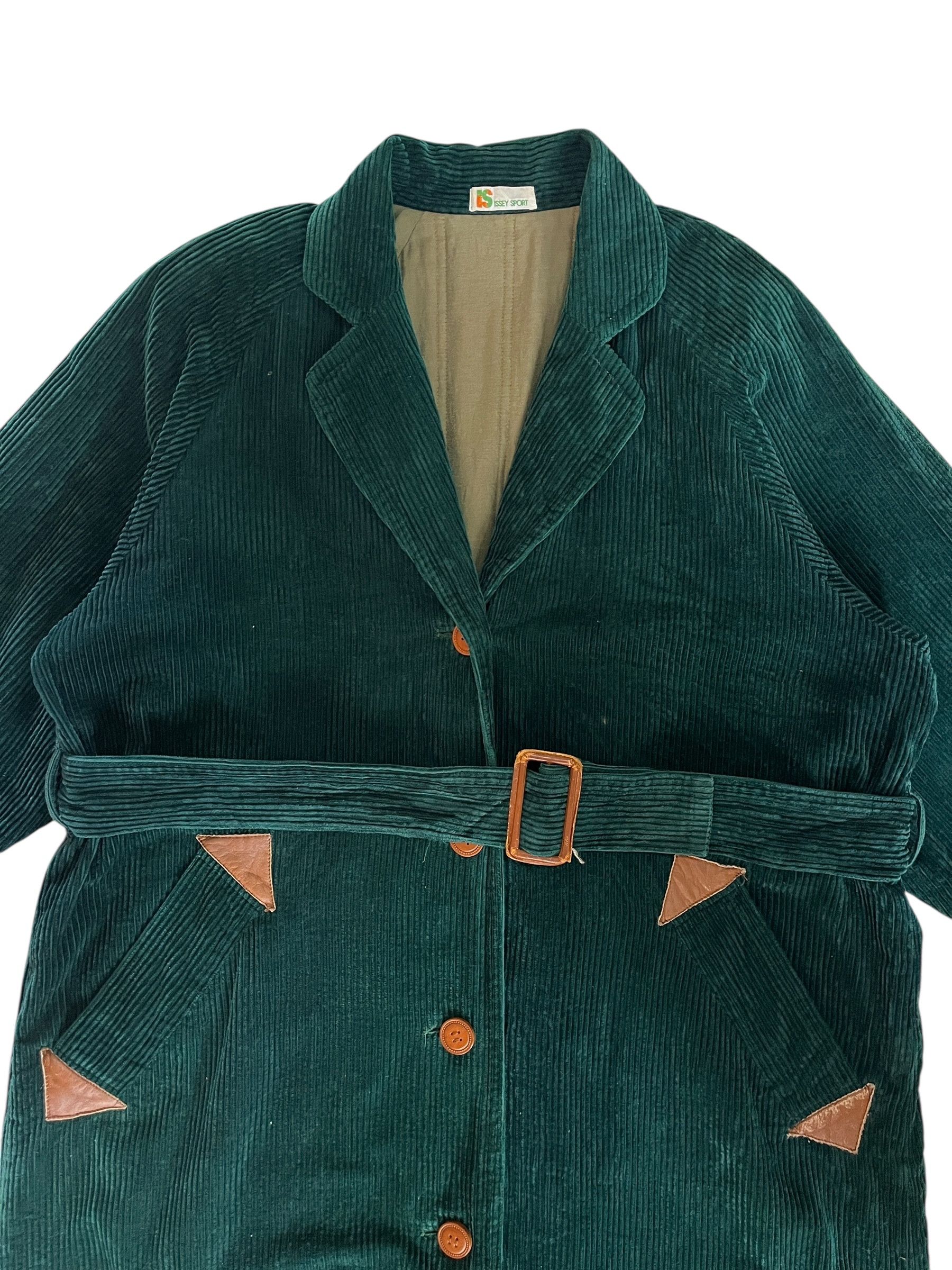 Issey Miyake Vintage 80s Issey Miyake Emerald Corduroy Trench Coat Size US M / EU 48-50 / 2 - 3 Thumbnail