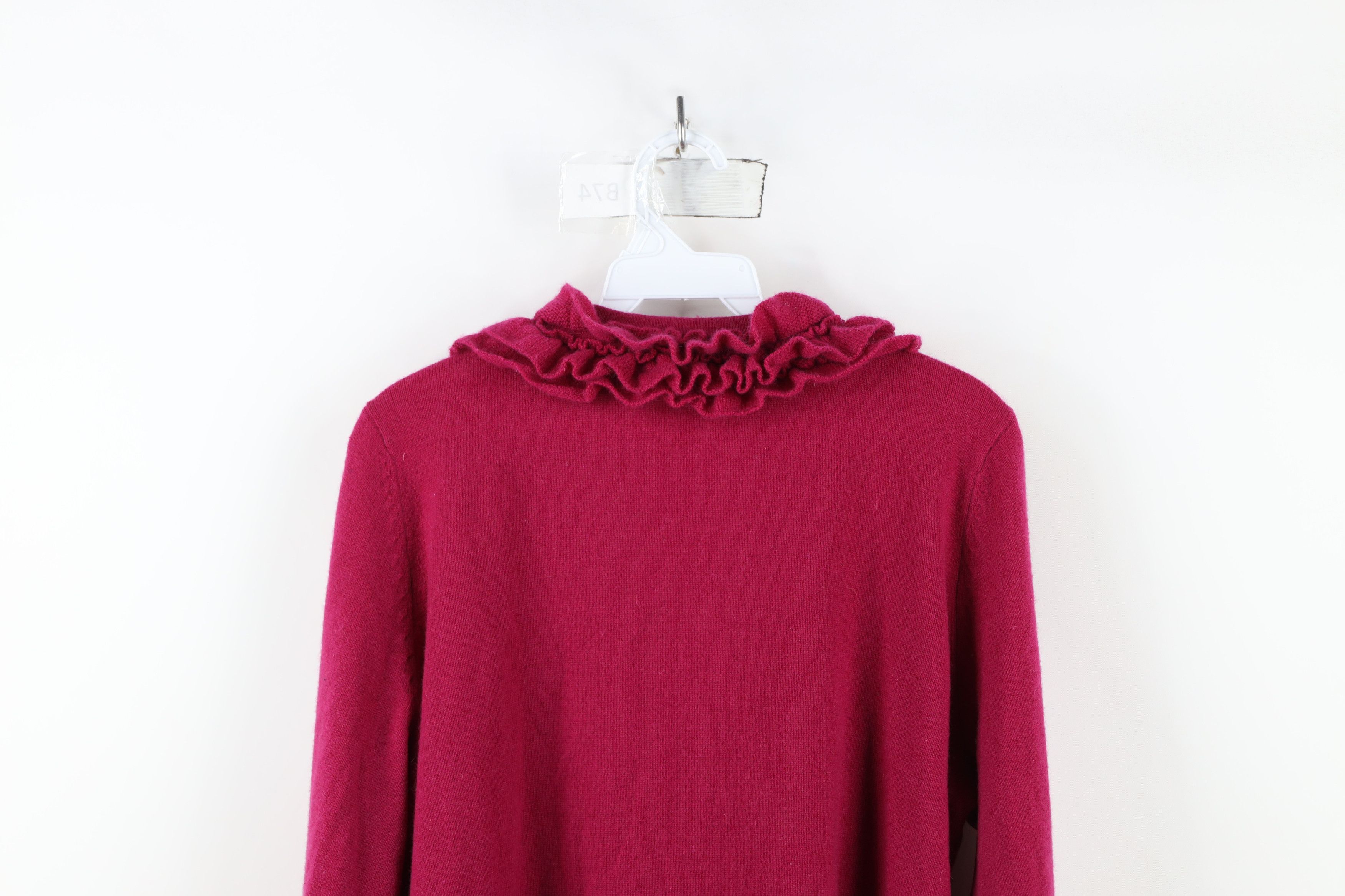 Vintage Vintage 90s Streetwear Cashmere Cardigan Sweater Magenta Size L / US 10 / IT 46 - 12 Thumbnail