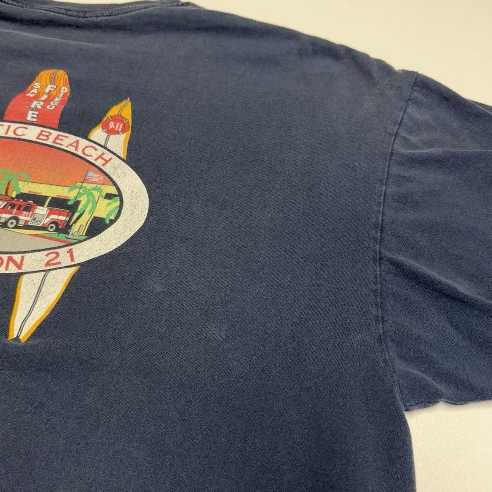 Vintage VTG Pacific Beach Fire Station T Shirt Mens XXL 26x26.5 Blue Size US XXL / EU 58 / 5 - 8 Thumbnail
