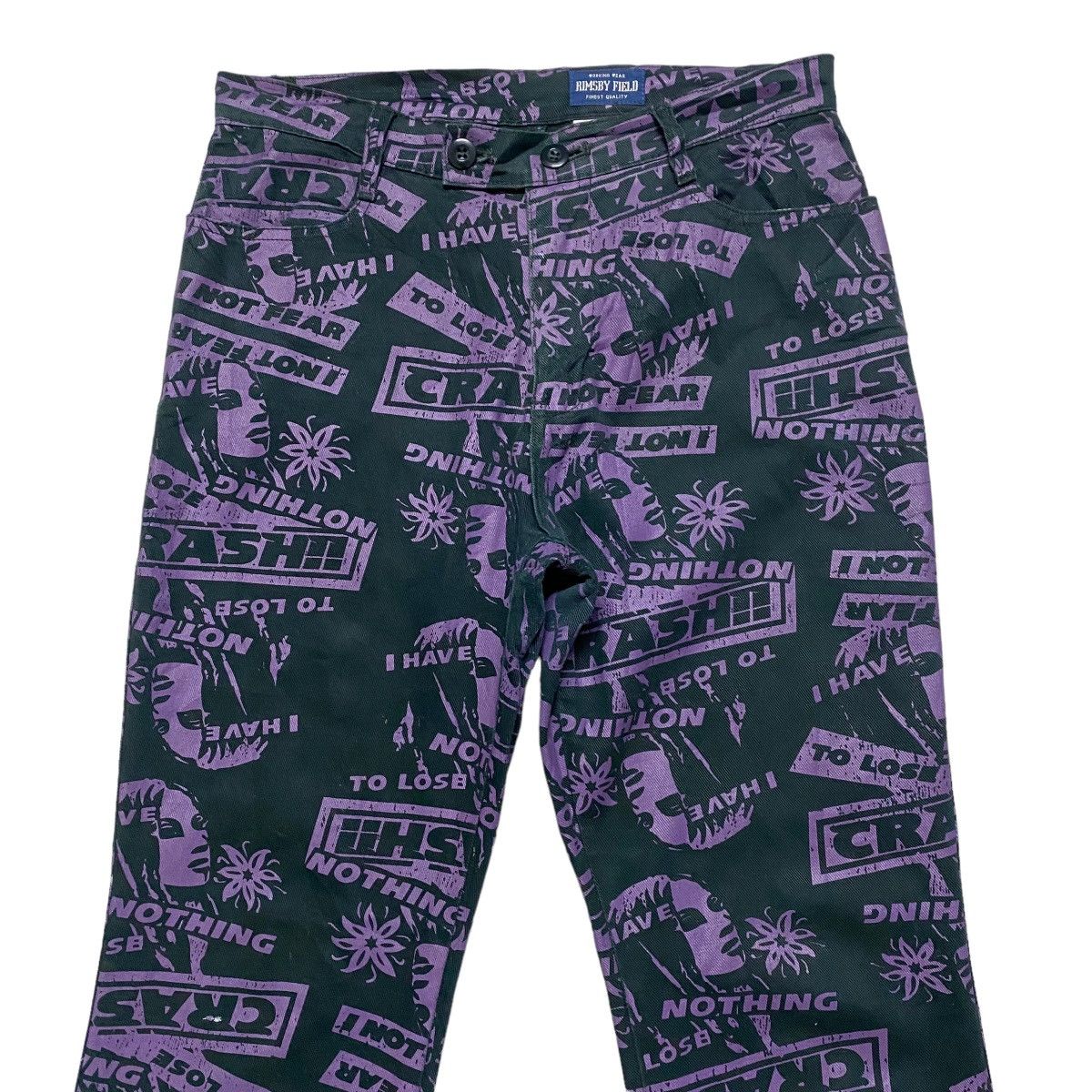 Hysteric Glamour 'Rimsby Field Crash' Nothing To Lose Graphic Flare Pants Size 29" - 3 Thumbnail