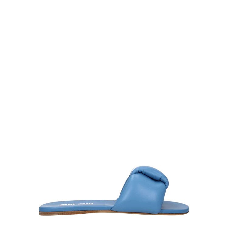 Miu Miu ob1o1e1124 Leather Slippers in Blue Size US 6 / IT 36 - 1 Thumbnail