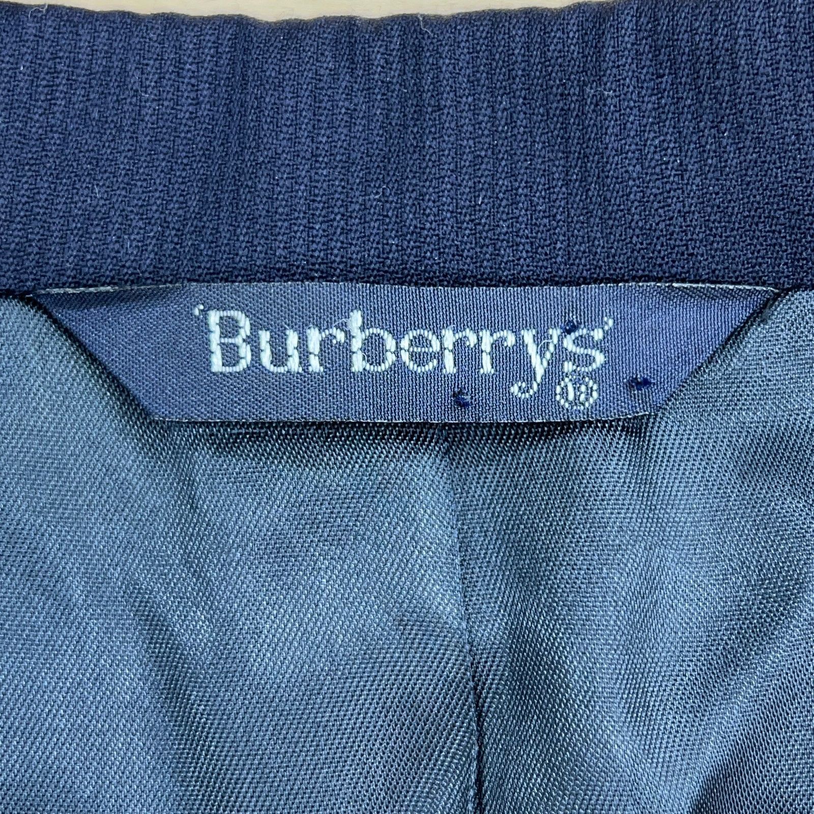 Burberry Burberrys Vintage Mens Size 48L Sport Coat Wool Navy 90s Size 48L - 15 Thumbnail