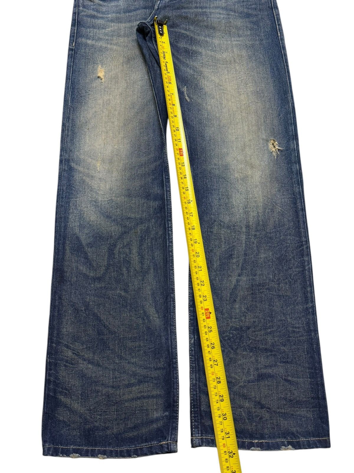 Tornado Mart Vintage Y2K Mud Wash Faded Whisker Distress Straight Leg Size US 31 - 12 Thumbnail