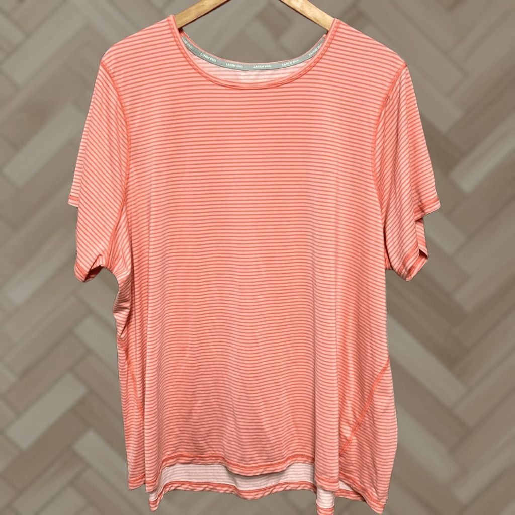 Lands' End Lands' End Womens Blouse Shirt Striped Multicolor 3XL Casual 3/4 Sleeve Boat Neck Relaxed Fit Womens Size XXL / US 16-18 / IT 52-54 - 1 Thumbnail