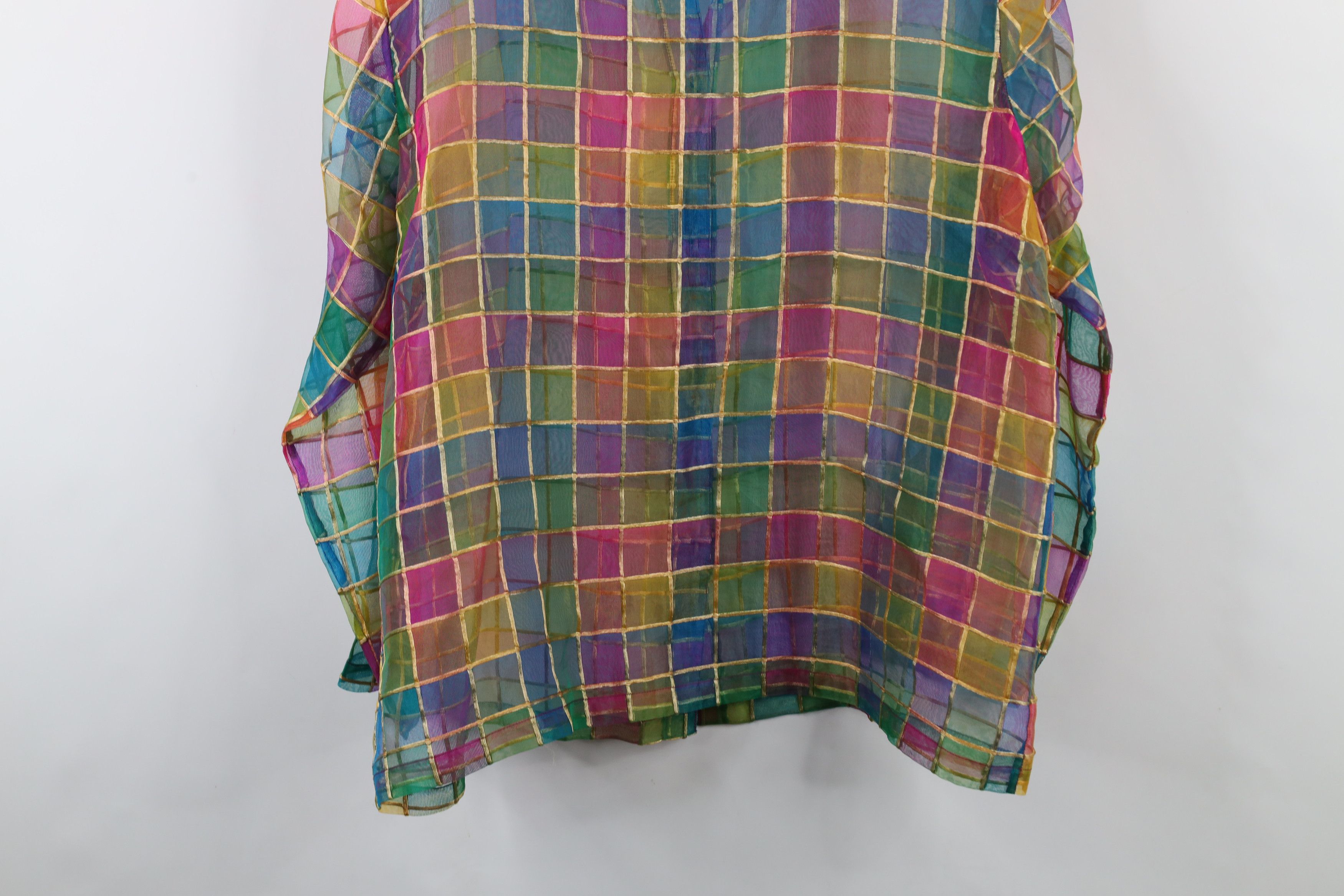 Vintage Vintage 90s Streetwear Checkered Silk Collared Button Shirt Size XL / US 12-14 / IT 48-50 - 9 Thumbnail