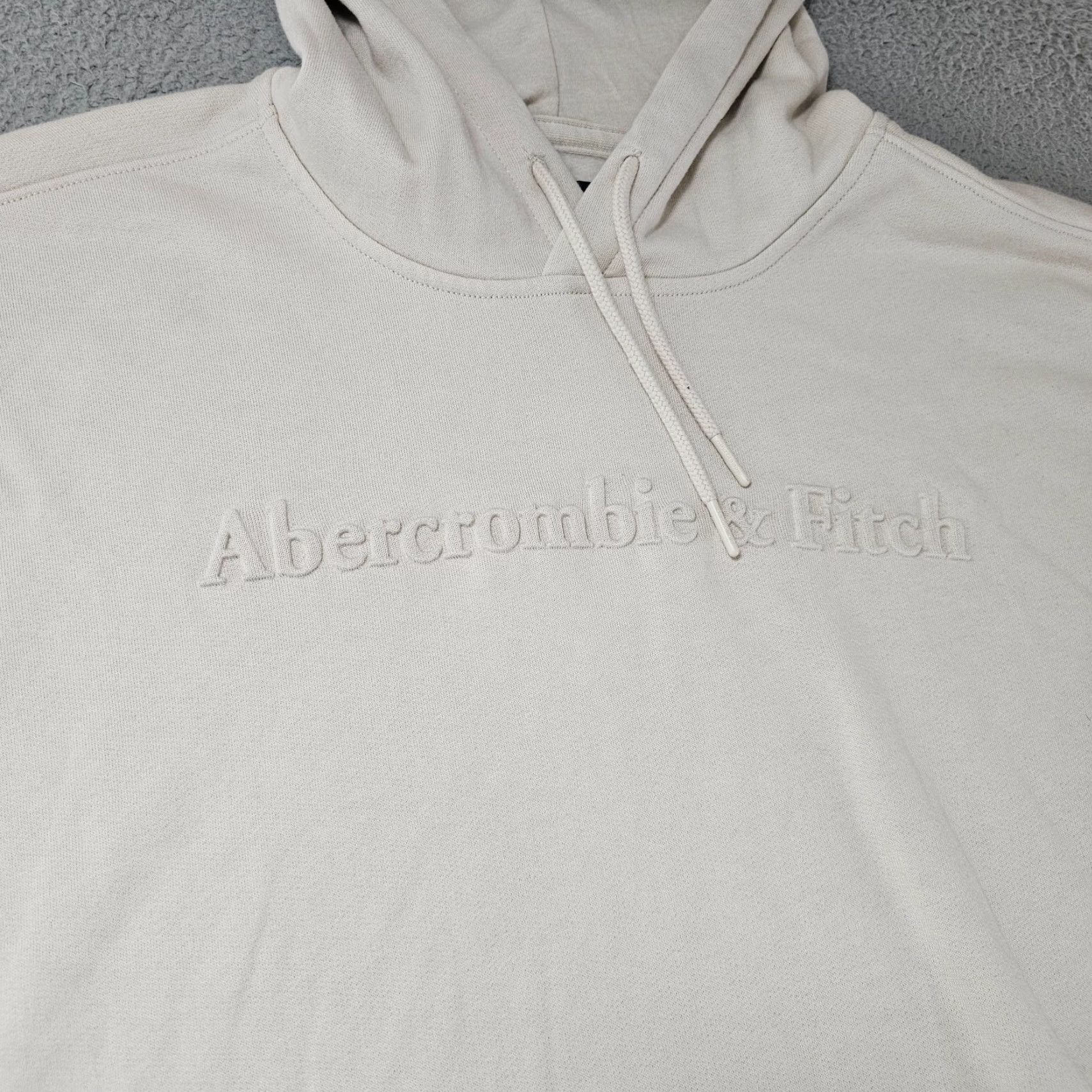 Abercrombie & Fitch Abercrombie & Fitch Sweater Mens Large Cream Embroidered Spellout Hoodie Preppy Size US L / EU 52-54 / 3 - 3 Thumbnail