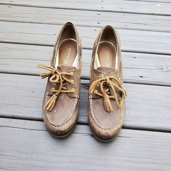 Sperry Sperry Top-Sider Seabourn Distressed Brown Oil Leather Wedge Size US 8 / IT 38 - 7 Thumbnail