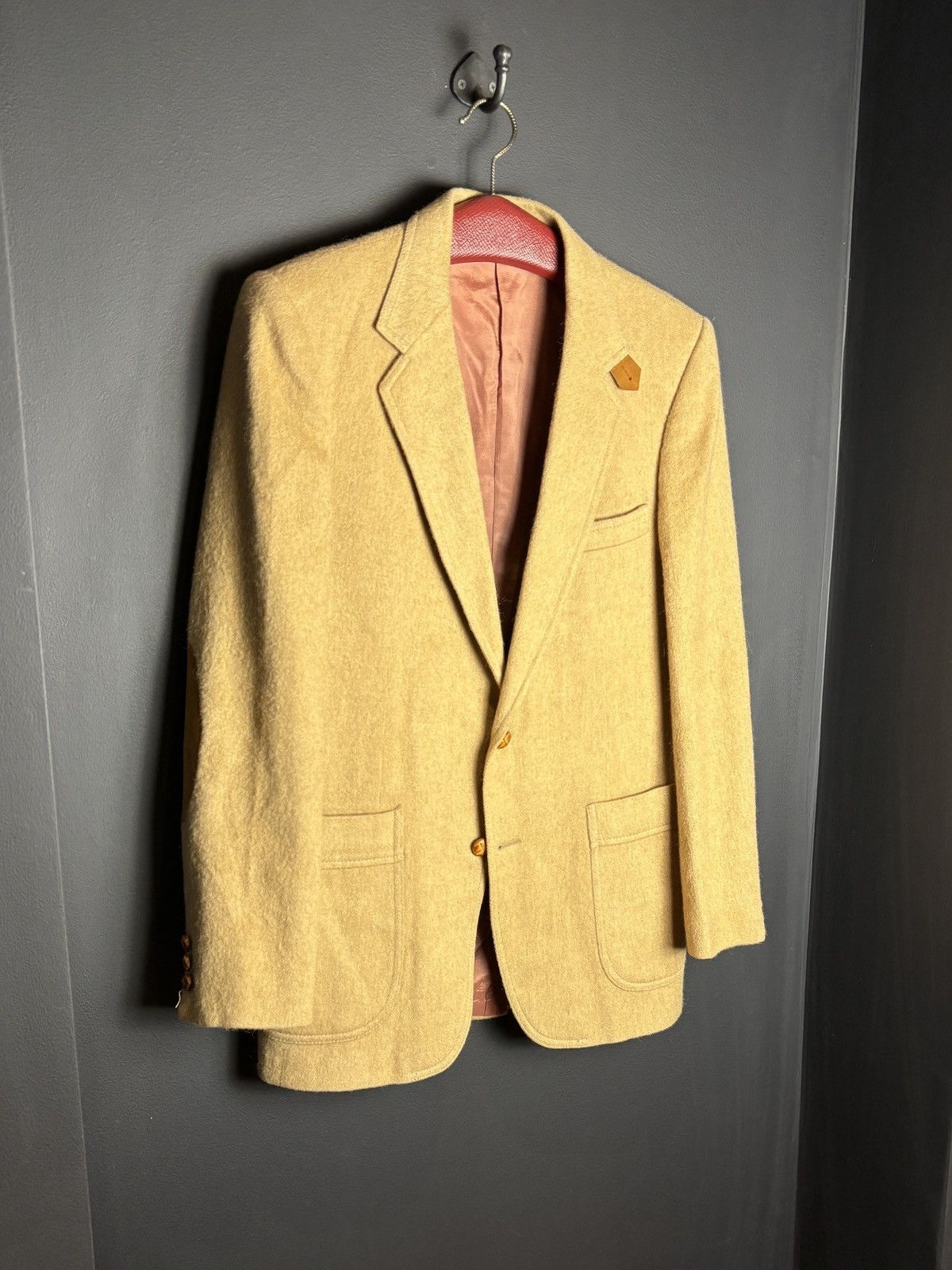 Camel × Vintage Vintage Camel Hair Blazer Suede Shoulder Patch Size 40R - 1 Thumbnail