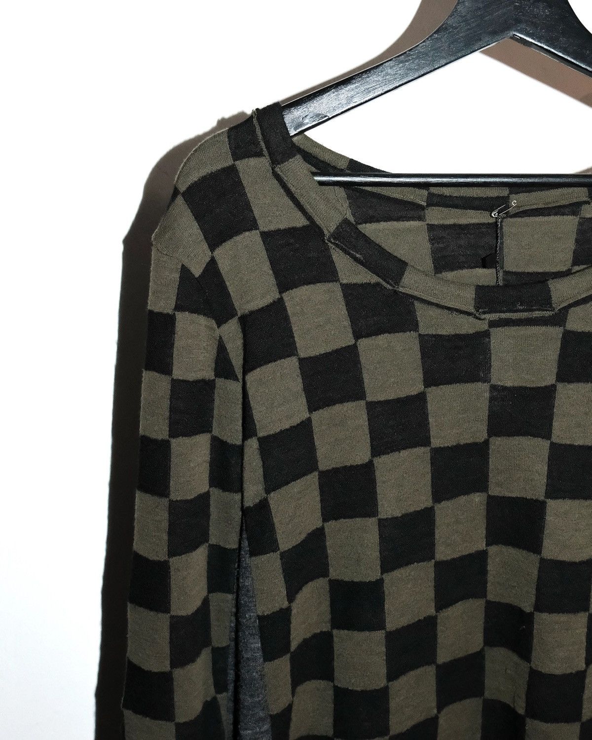 Y's Y's YOHJI YAMAMOTO WOOL OLIVE CHECKER KNIT LONG SLEEVE Size US M / EU 48-50 / 2 - 4 Thumbnail