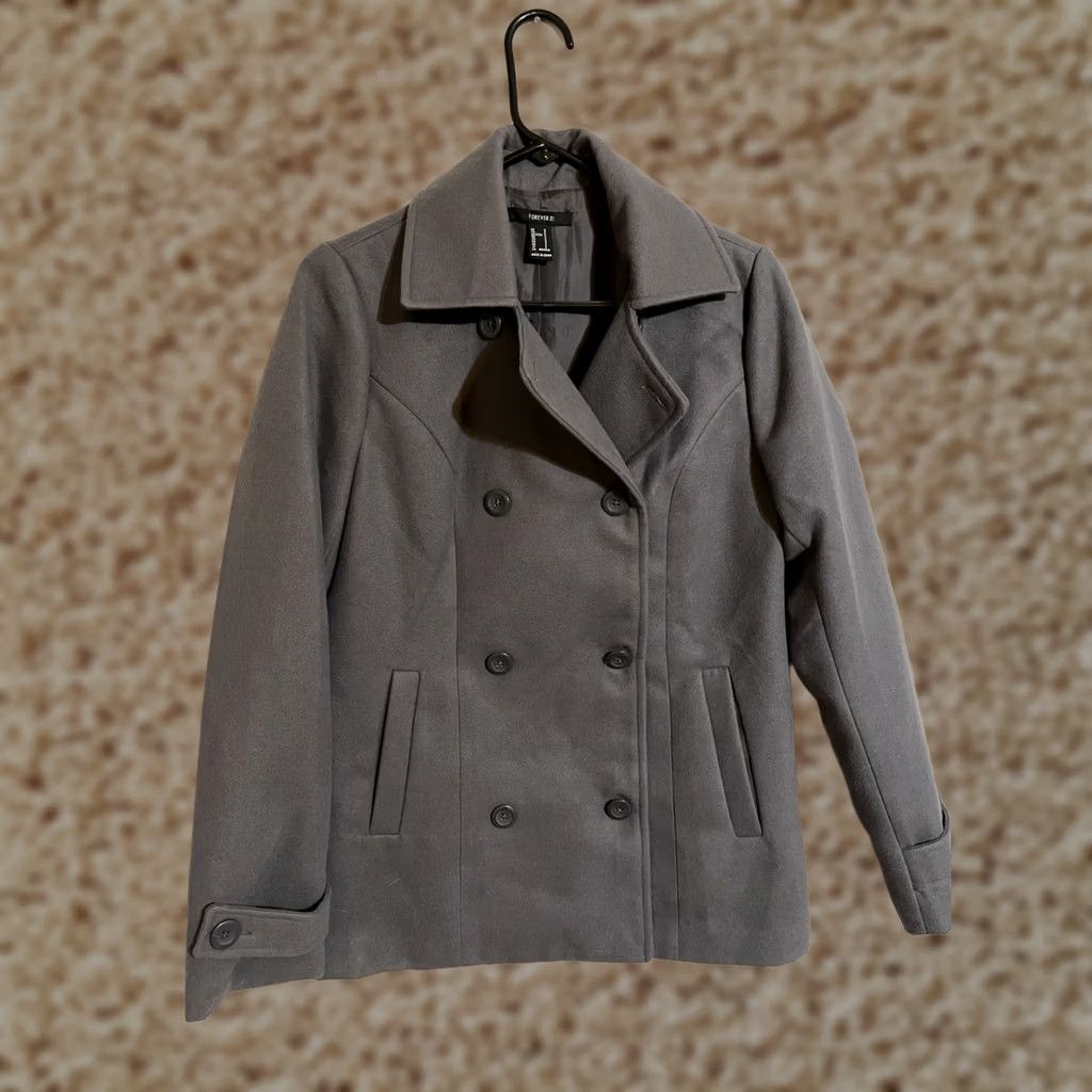 Forever 21 FOREVER 21 Coat Pea Coat Polyester Gray Women's Small S Size S / US 4 / IT 40 - 1 Thumbnail