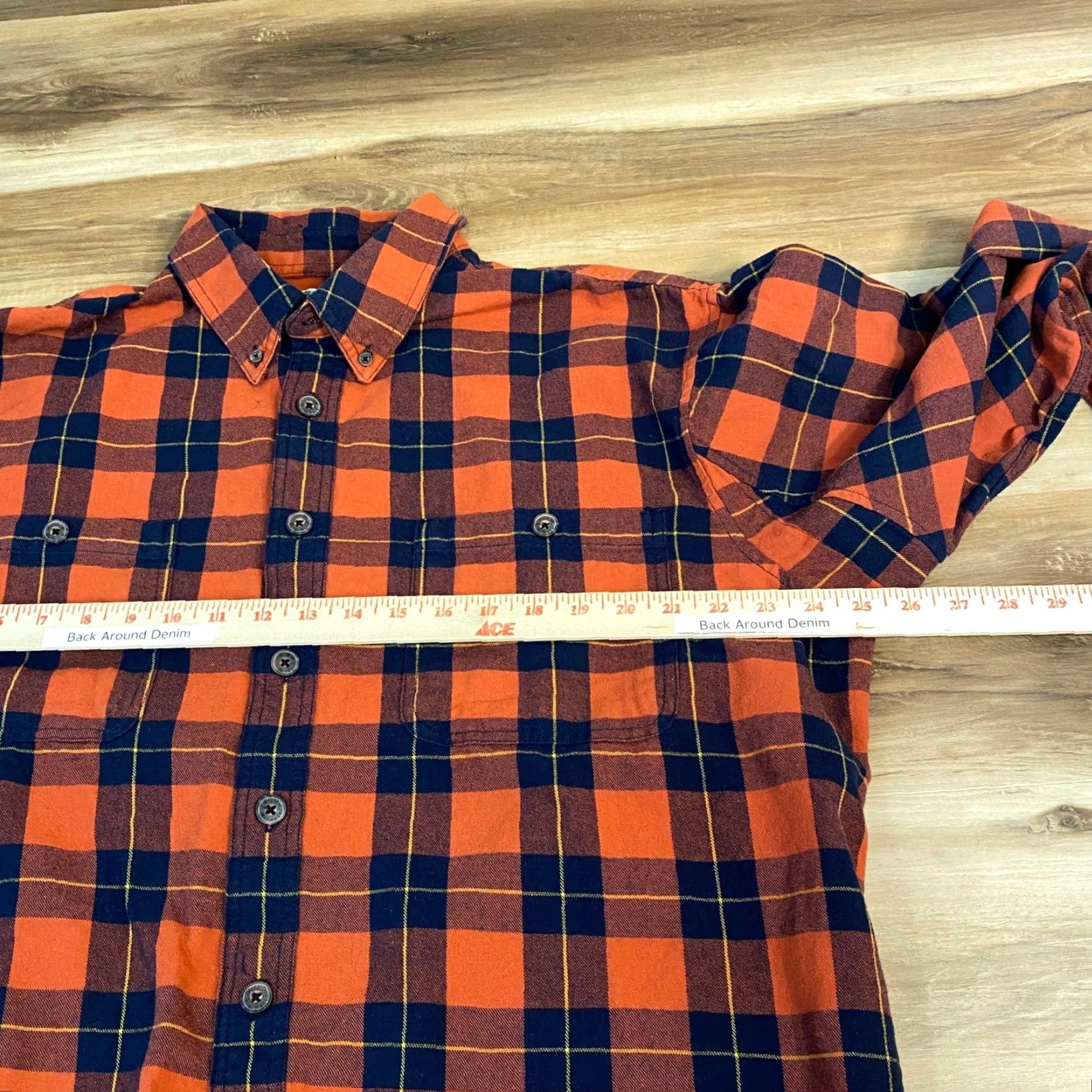 Duluth Trading Company Duluth Flannel Shirt Mens XL Tall Orange Navy Plaid Long Sleeve Button Down Size US XL / EU 56 / 4 - 6 Thumbnail