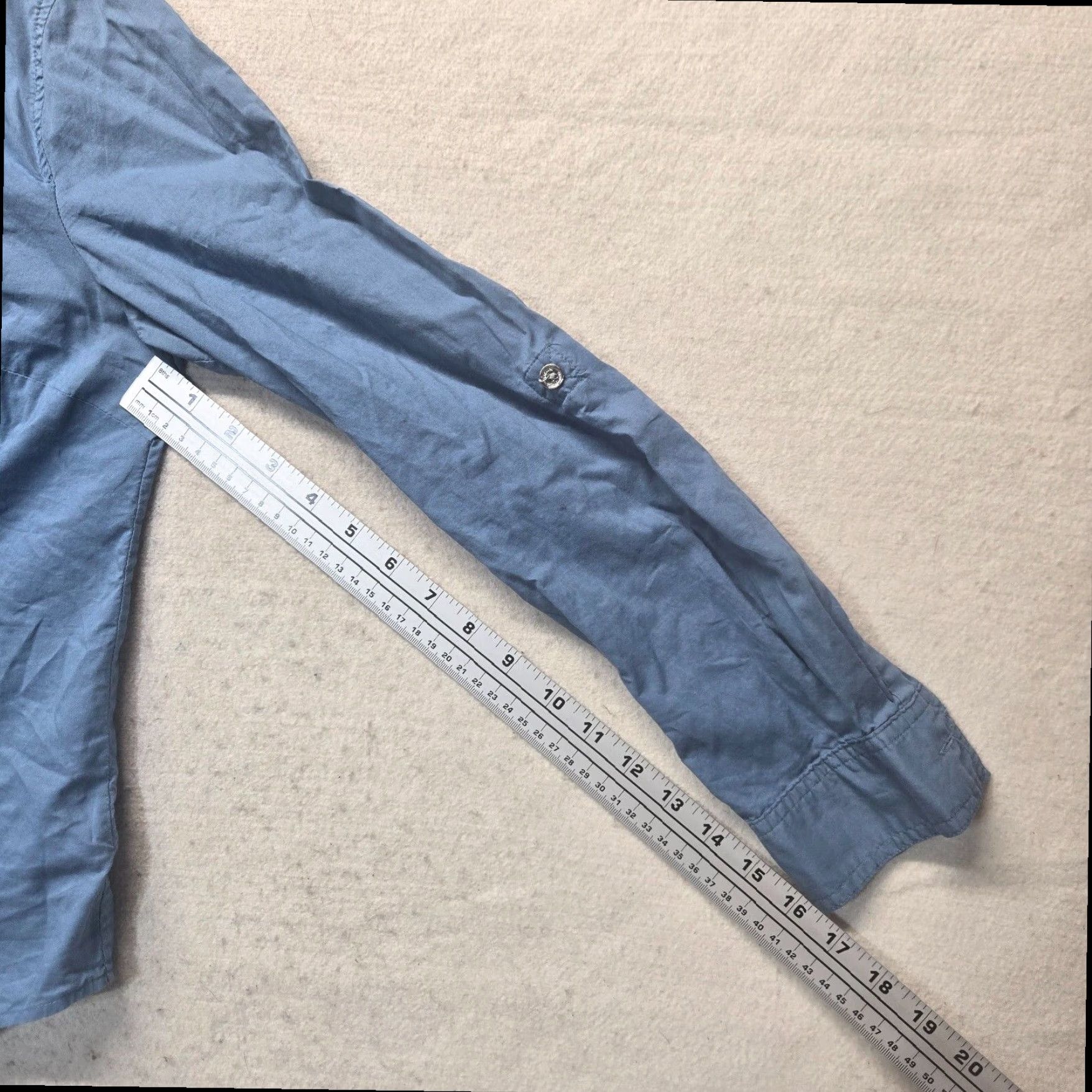 Michael Kors Michael Kors Women's Blue Button Up Long Sleeve Cotton Blend Shirt Small Size S / US 4 / IT 40 - 6 Thumbnail
