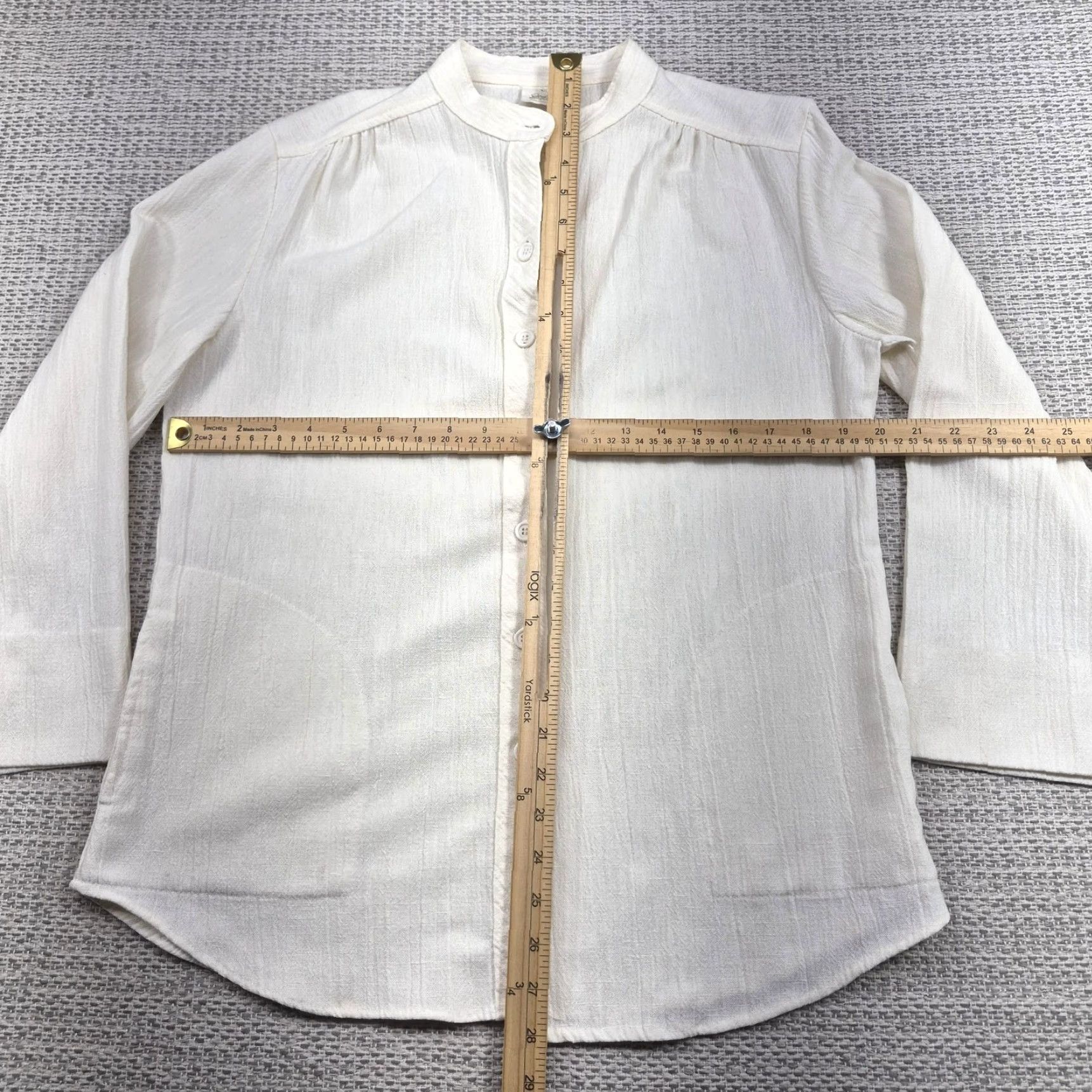 Penn VTG J.C. Penney Button-Up Shirt Womens Medium 3/4 Sleeve White Collared Knit Cotton Blend Casual Vintage Basic Size M / US 6-8 / IT 42-44 - 7 Thumbnail