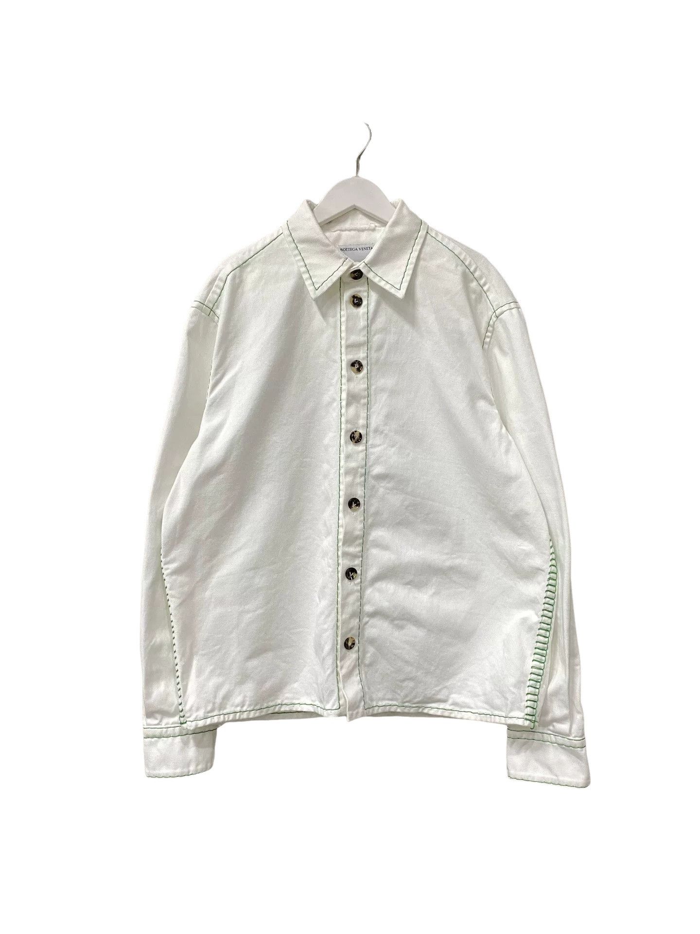 Bottega Veneta Bottega Veneta Green Stitch Denim Shirt Size S Size US S / EU 44-46 / 1 - 1 Thumbnail