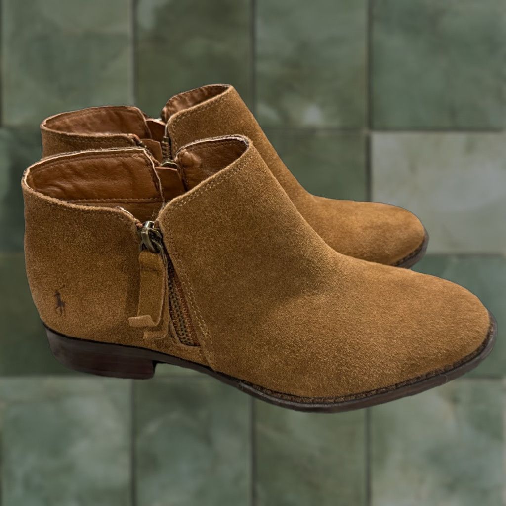 Polo Ralph Lauren Polo Ralph Lauren Side Zip Ankle Booties Sz 4 Suede Brown Women Size US 6 / IT 36 - 1 Thumbnail