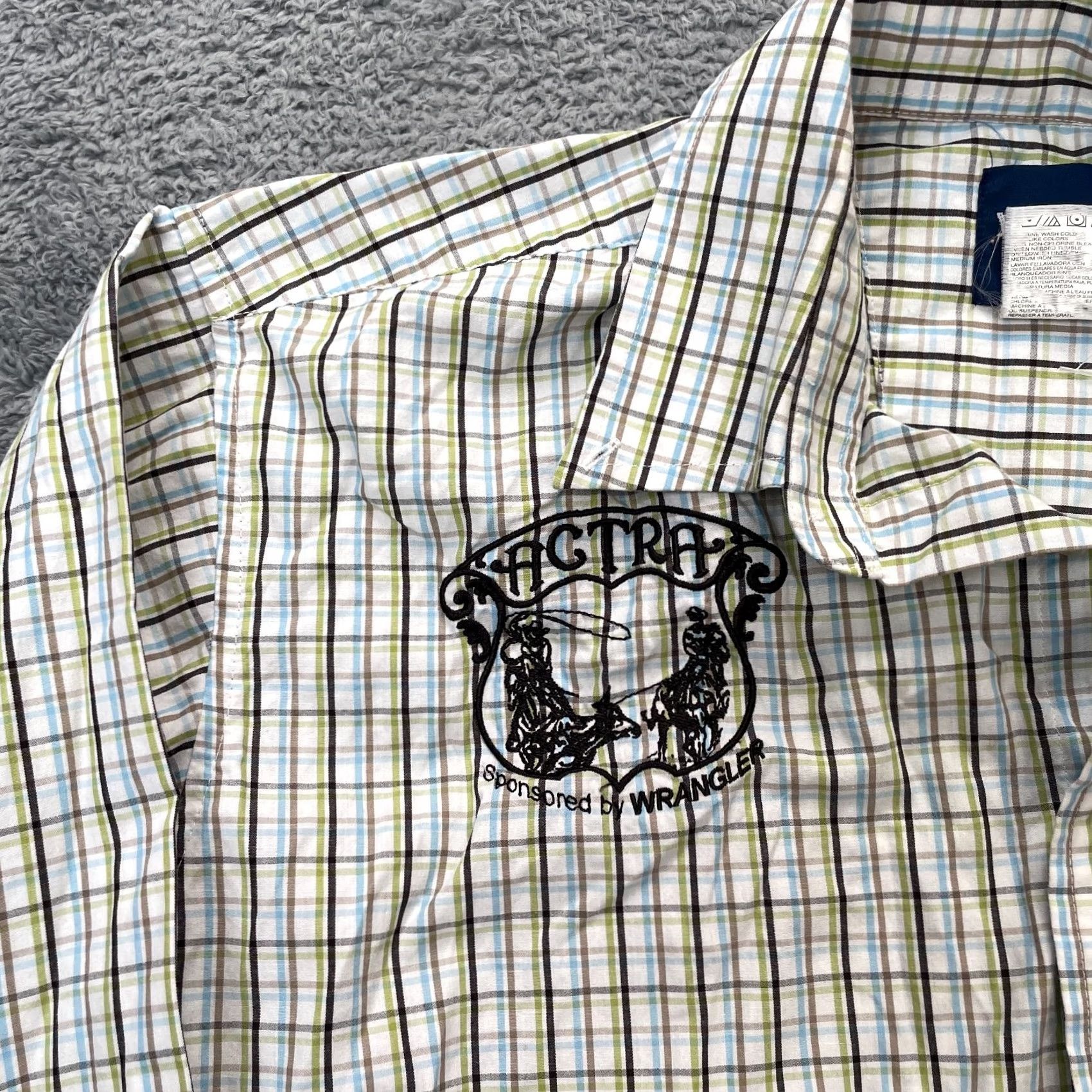 Wrangler VINTAGE Wrangler Shirt Mens XL White Plaid Actra Rodeo Button Down Western Size US XL / EU 56 / 4 - 5 Thumbnail