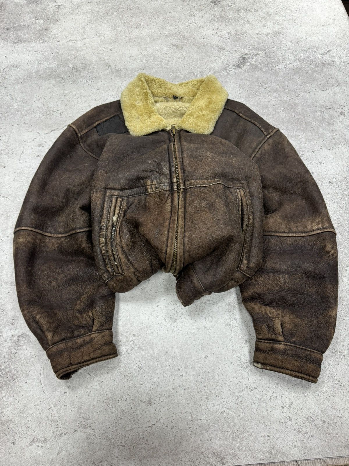Other Vintage 90s Distressed Shearling Aviator Jacket Avirex Style Size US L / EU 52-54 / 3 - 8 Thumbnail